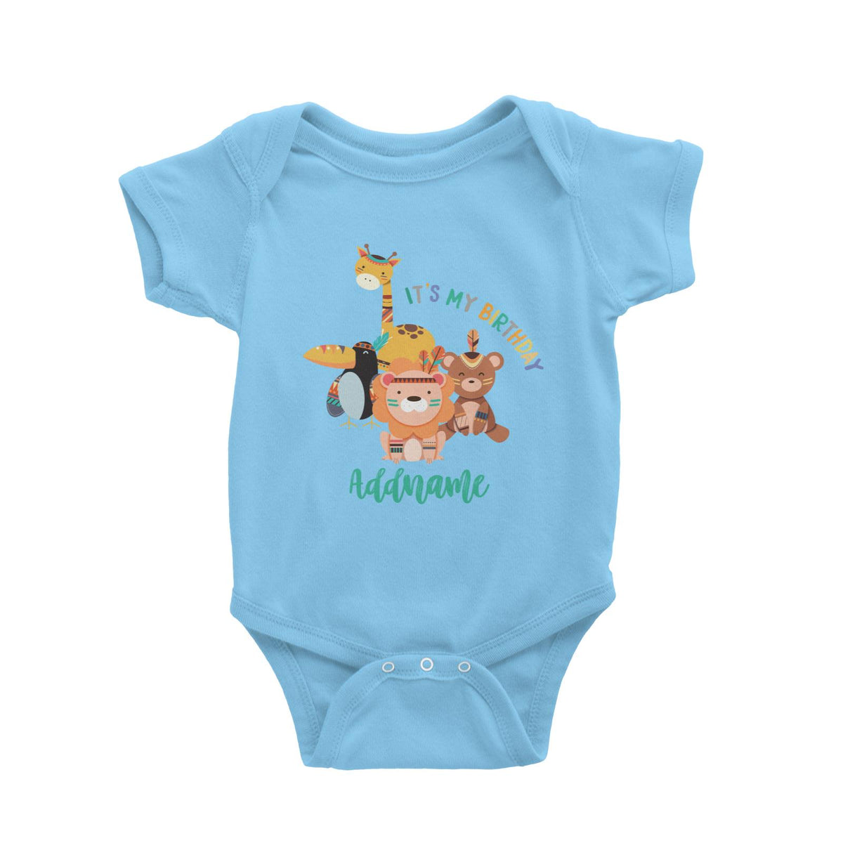 Animal Tribal Birthday Theme Addname Baby Romper