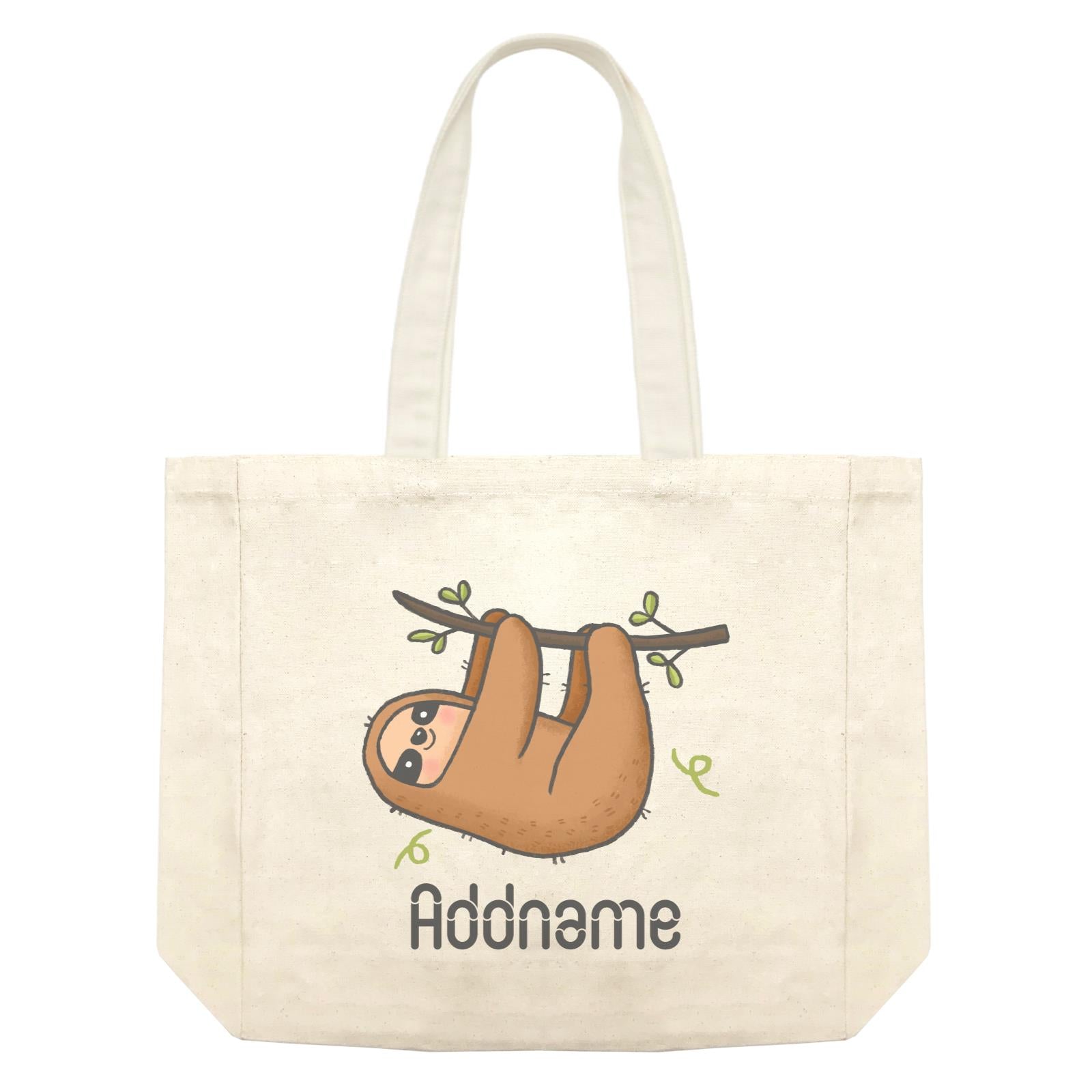 Cute Hand Drawn Style Sloth Addname Shopping Bag