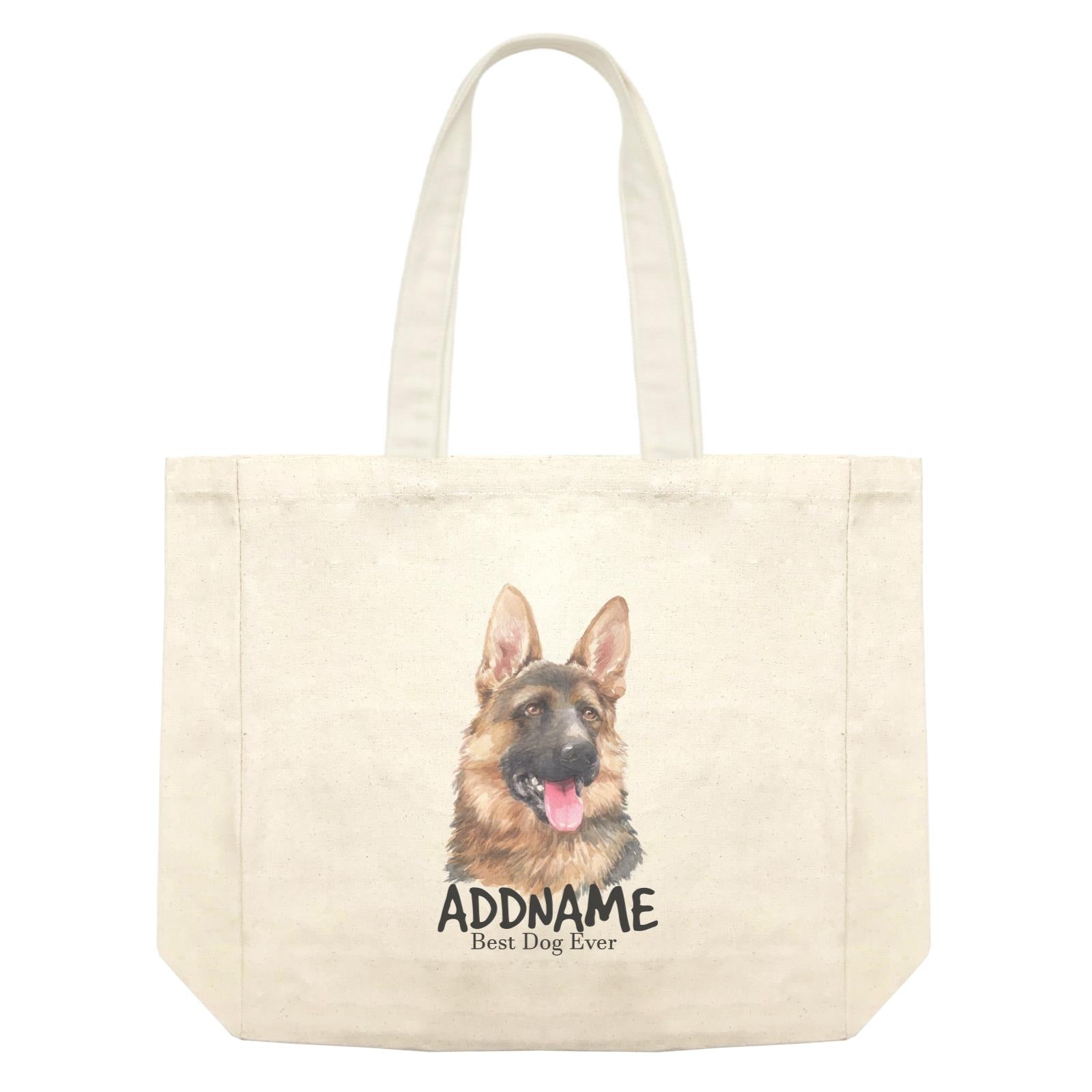 Watercolor Dog German Shepherd Best Dog Ever Addname Shopping Bag