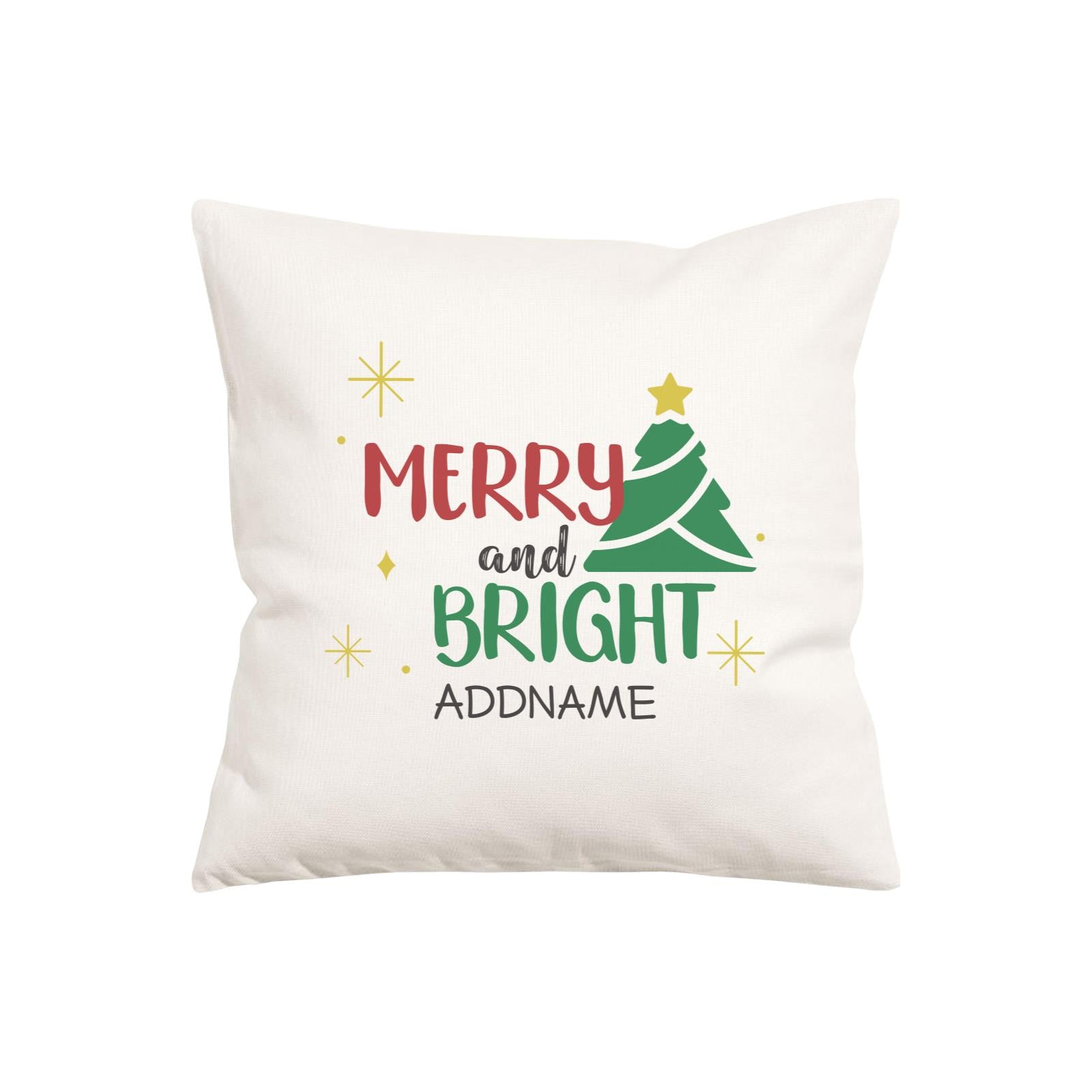 Xmas Merry and Bright with Christmas Tree Pillow Pillow Cushion