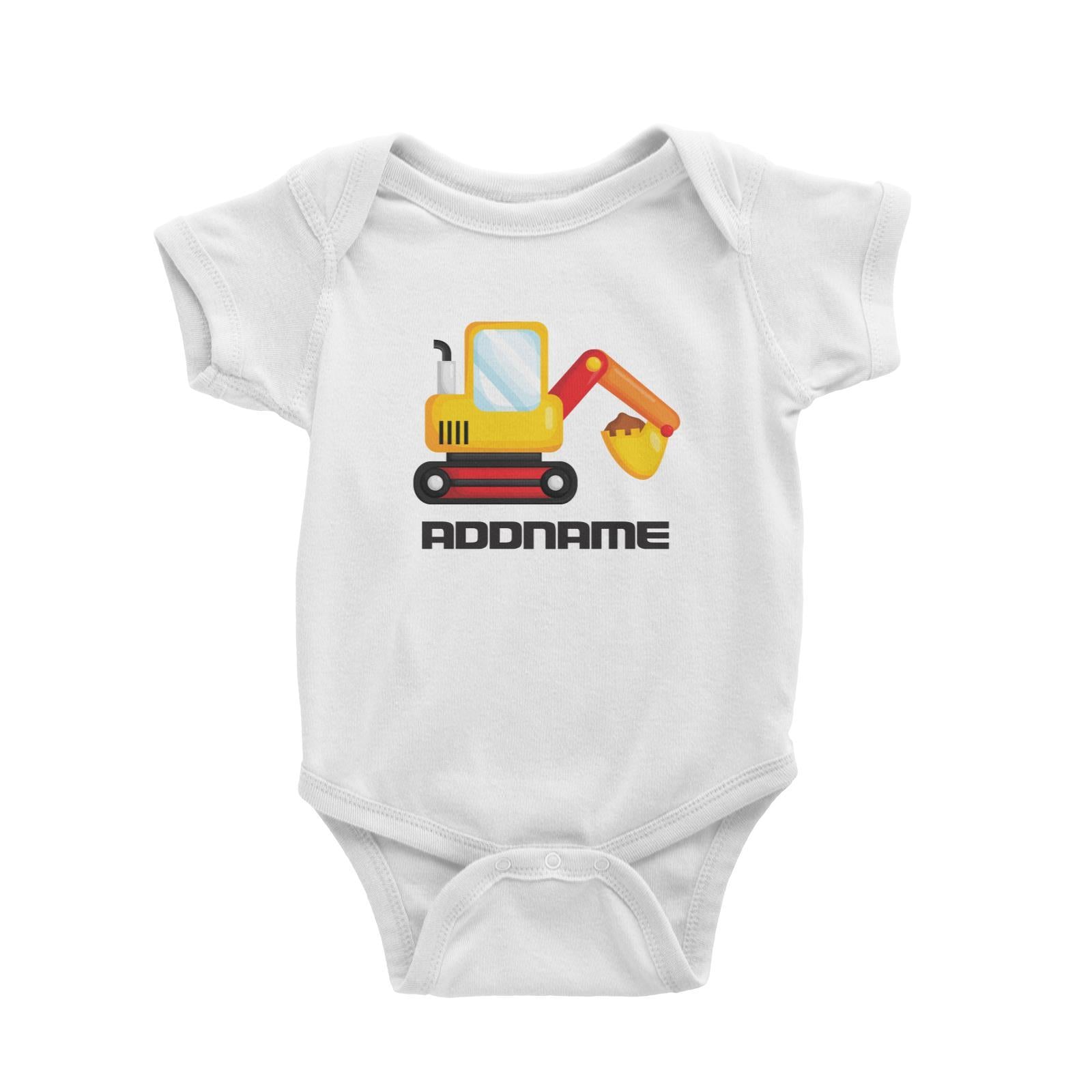Birthday Construction Excavator Addname Baby Romper