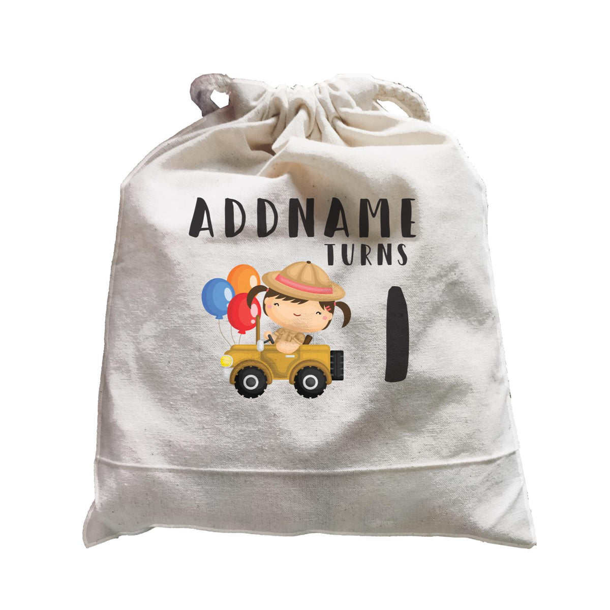 Birthday Safari Explorer Girl Driving Jeep Car Addname Turns 1 Satchel