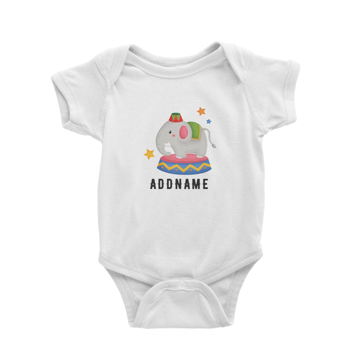 Birthday Circus Elephant Performance Addname Baby Romper