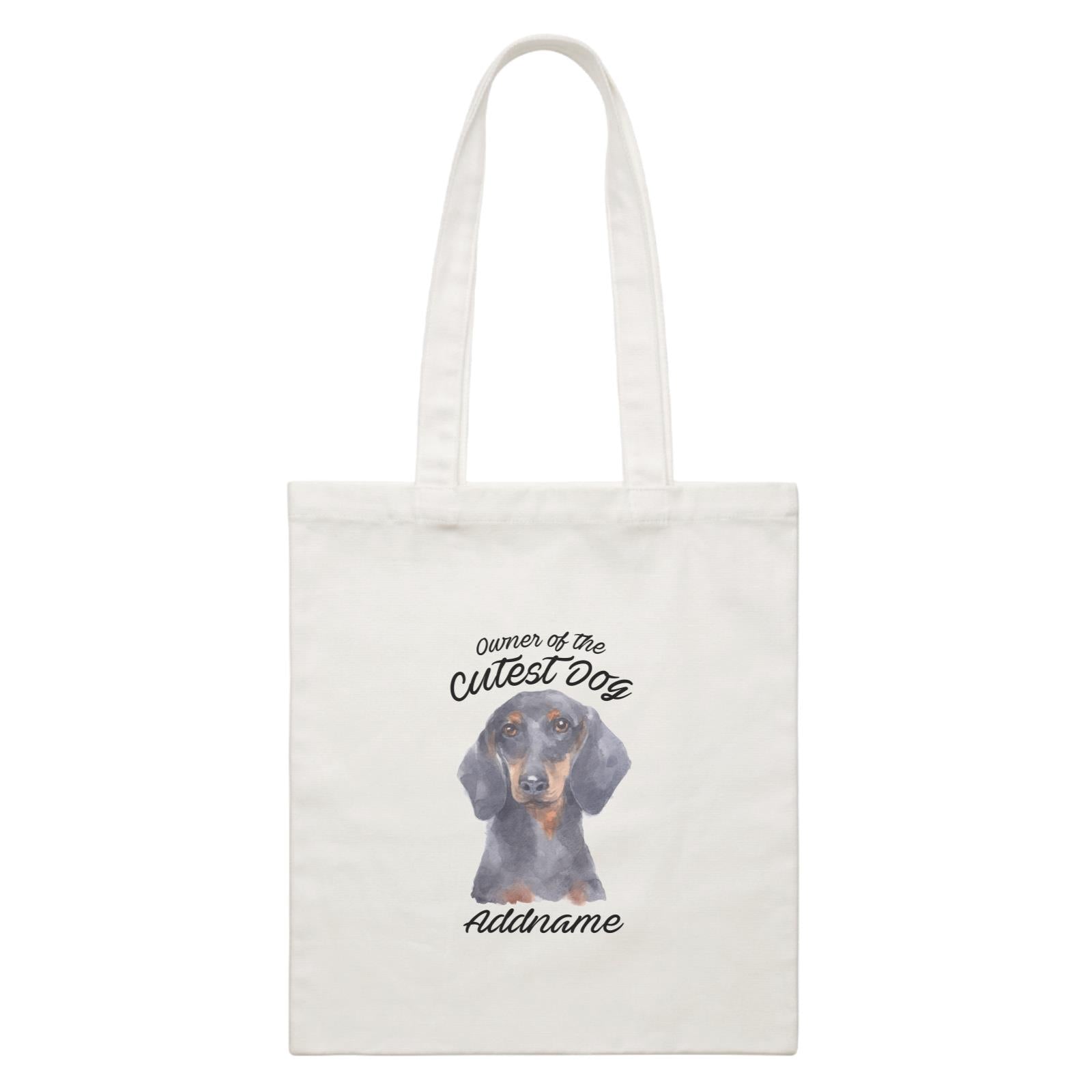 Watercolor Dog Owner Of The Cutest Dog Dachshund Addname White Canvas Bag