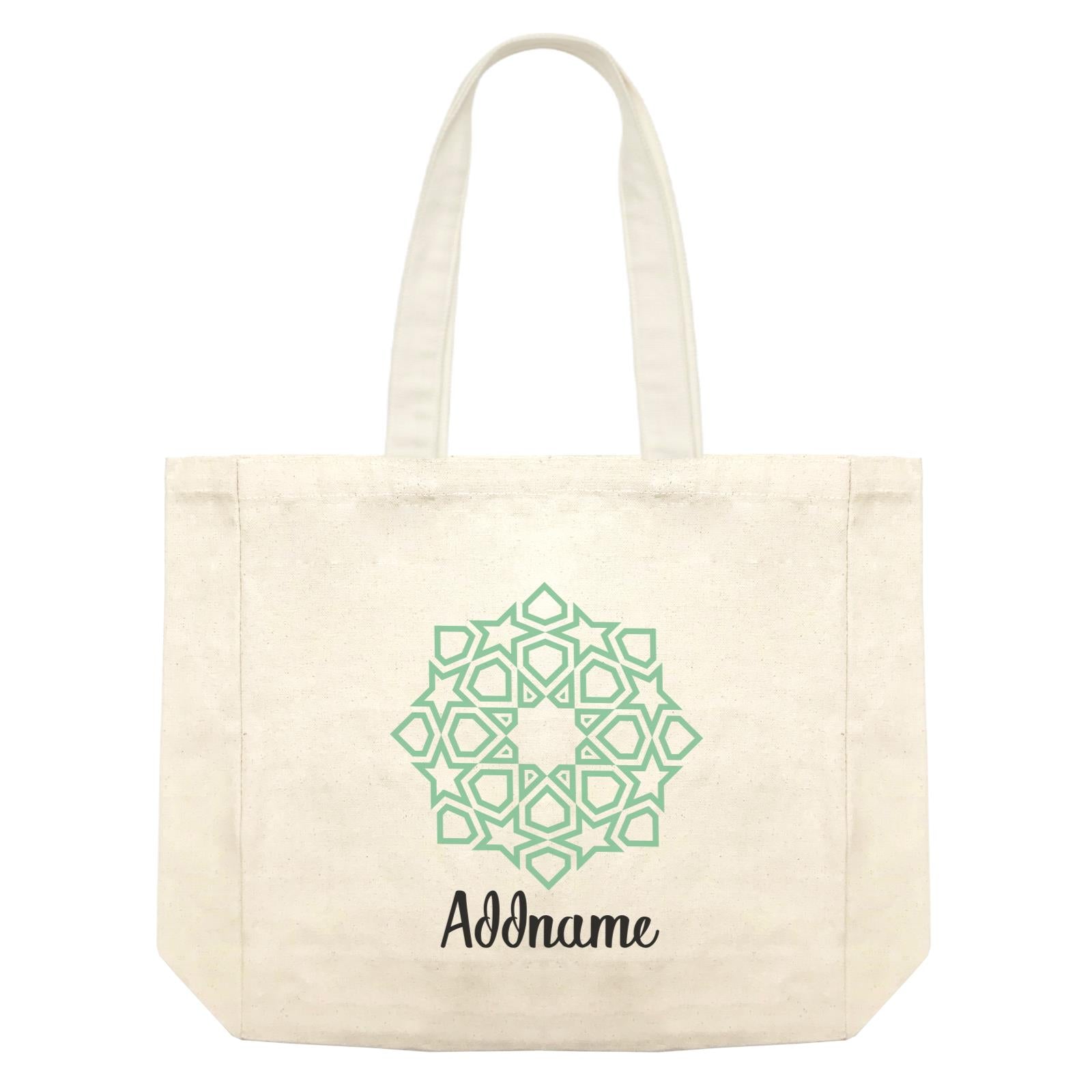 Raya Symbol Green Islamic Geometric Addname Shopping Bag