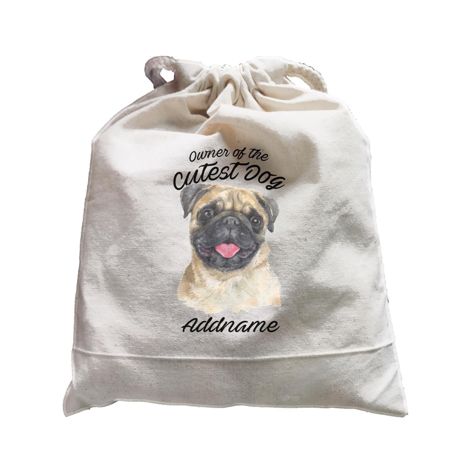 Watercolor Dog Owner Of The Cutest Dog Pug Addname Satchel