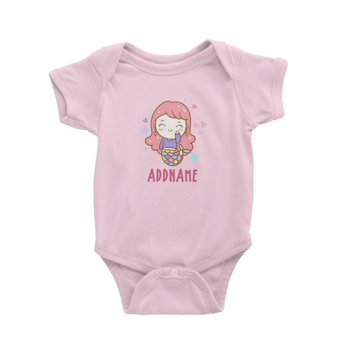 Unicorn And Princess Series Cute Happy Waving Mermaid Girl Addname Baby Romper