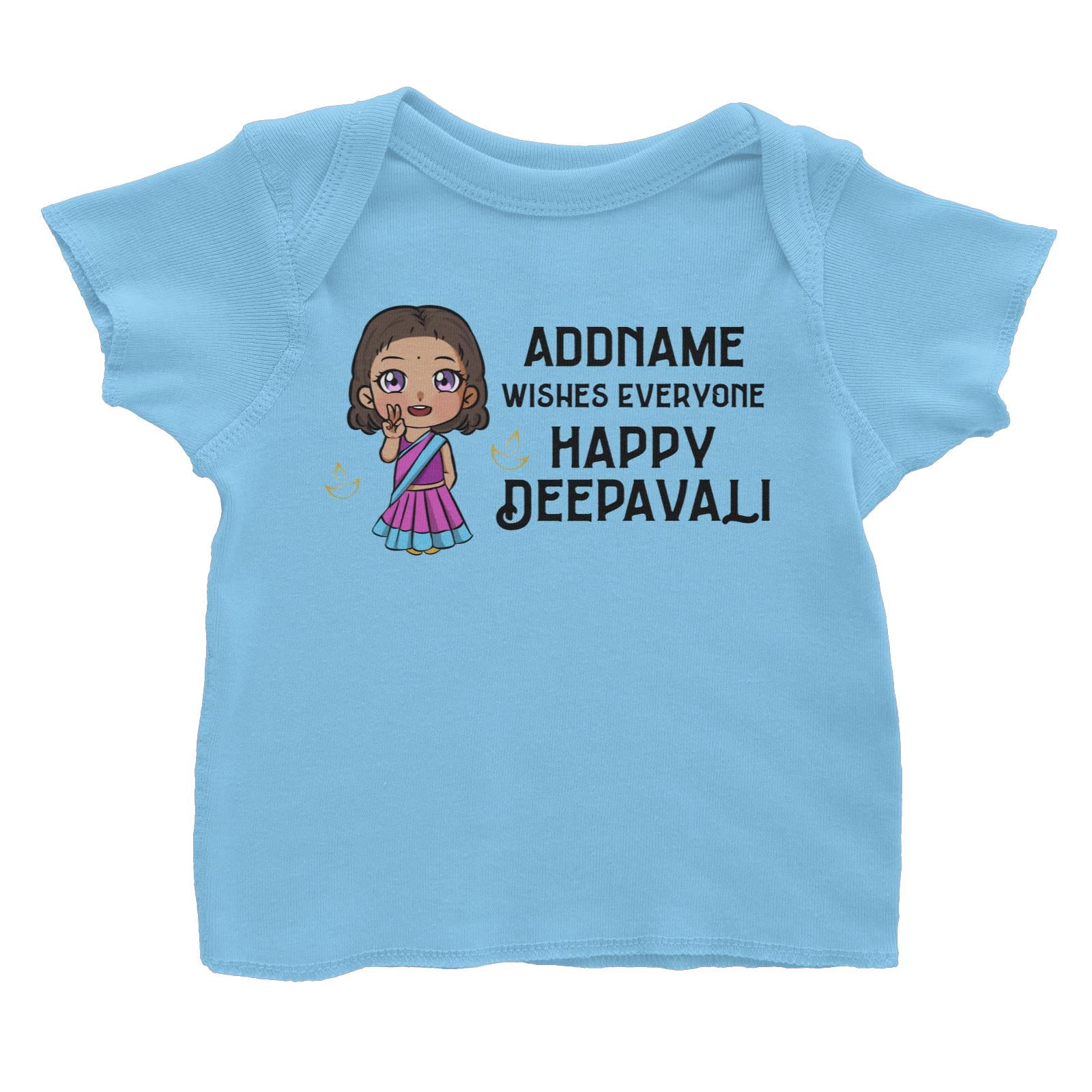 Deepavali Chibi Little Girl Front Addname Wishes Everyone Deepavali Baby T-Shirt