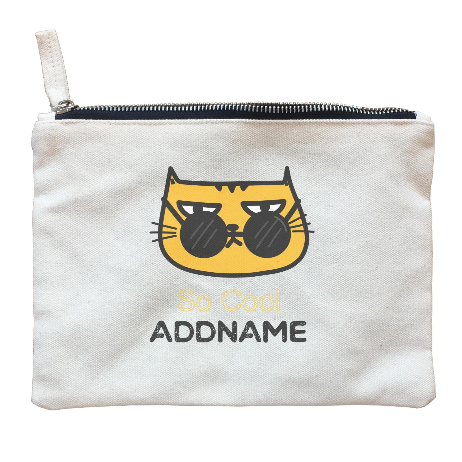 Cute Animals And Friends Series Cool Cat With Sunglasses Addname Zipper Pouch