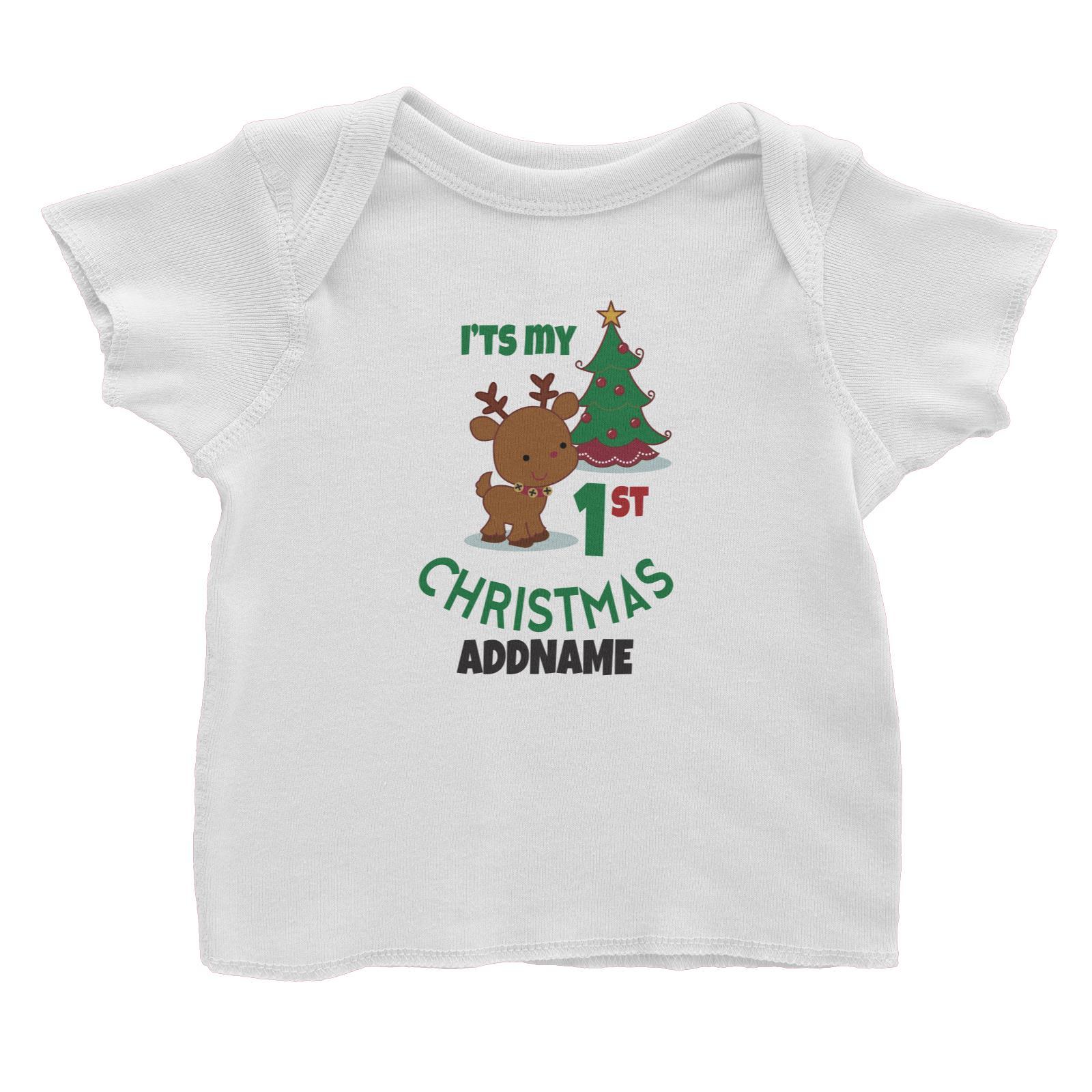 Xmas My 1st Christmas with Cute Reindeer & Christmas Tree Baby T-Shirt
