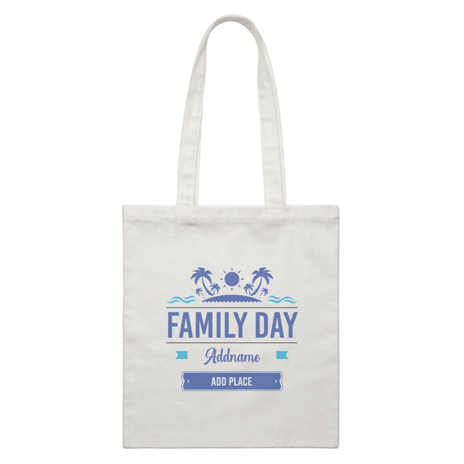 Family Day Tropical Icon Family Day Addname And Add Place White Canvas Bag