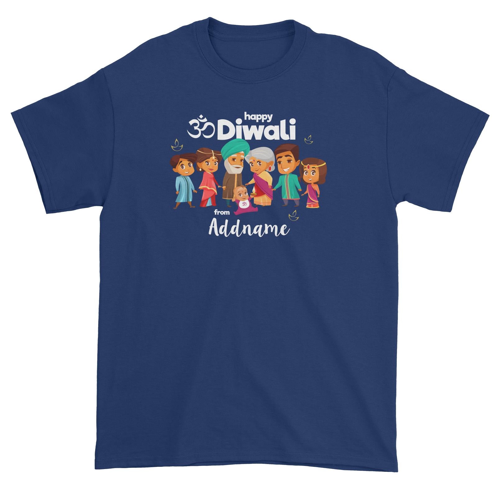Cute Family Extended OM Happy Diwali From Addname Unisex T-Shirt