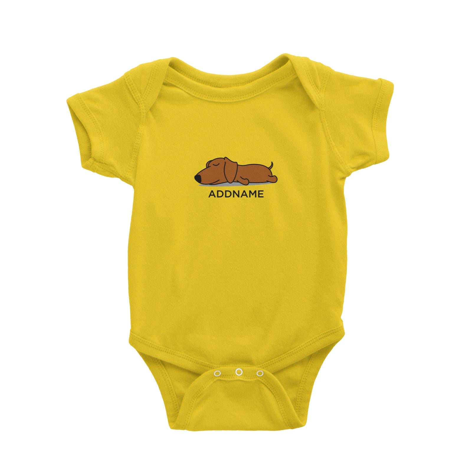 Lazy Daschund Dog Addname Baby Romper