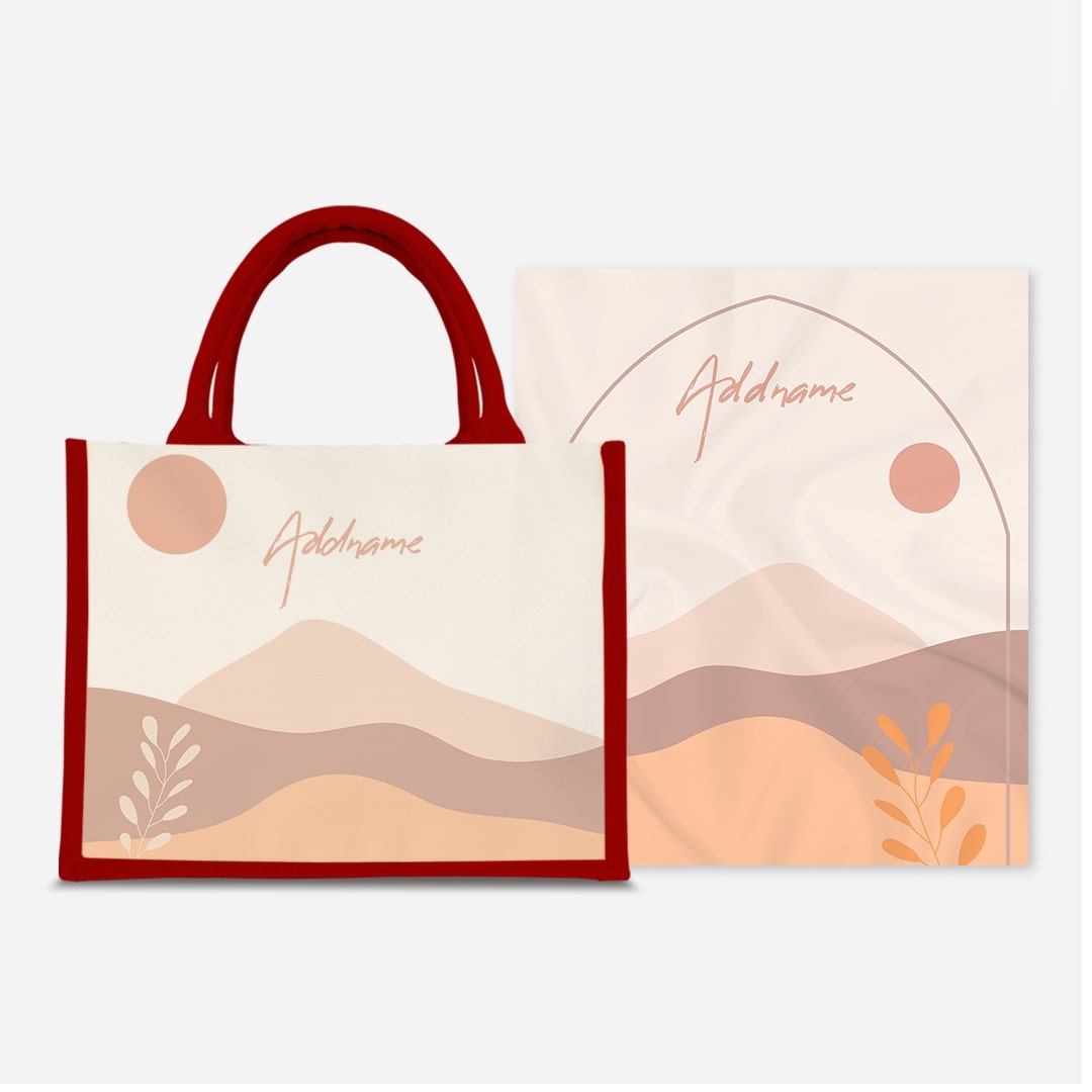 Kaira Series Prayer Mat with Half Lining Small Jute Bag-Afira