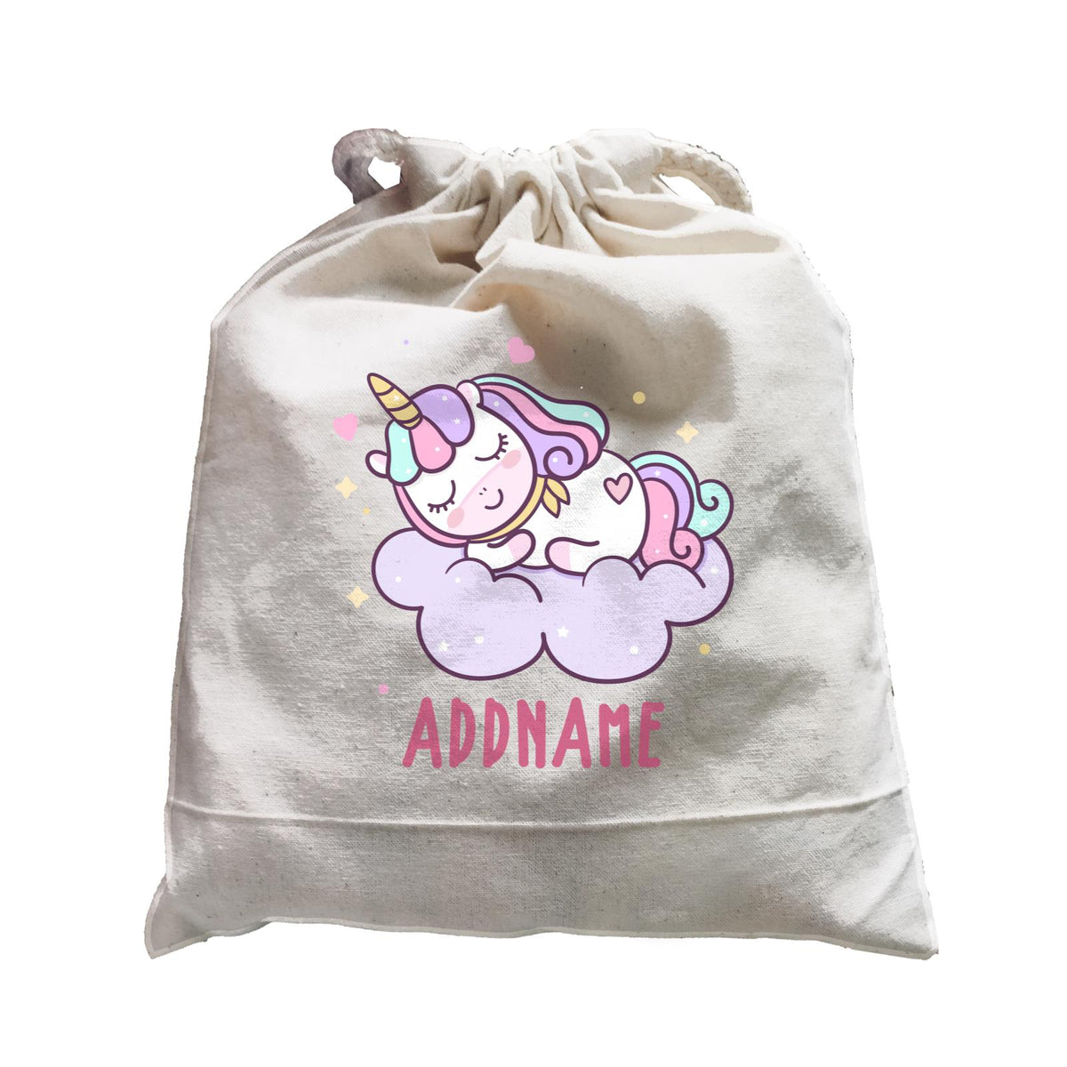 Unicorn And Princess Series Cute Pastel Sleeping Unicorn On a Cloud Addname Satchel