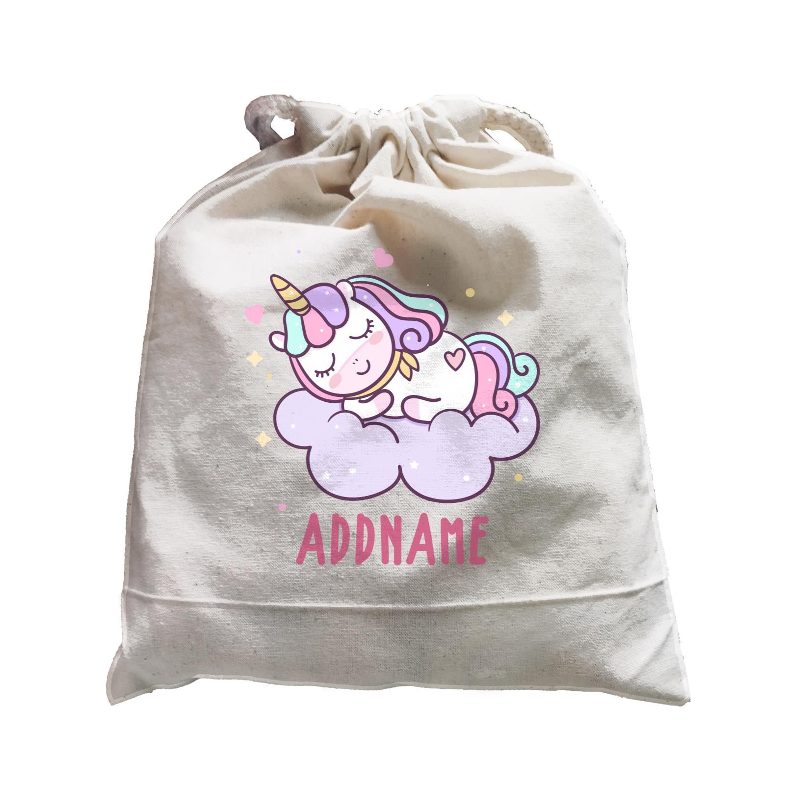 Unicorn And Princess Series Cute Pastel Sleeping Unicorn On a Cloud Addname Satchel