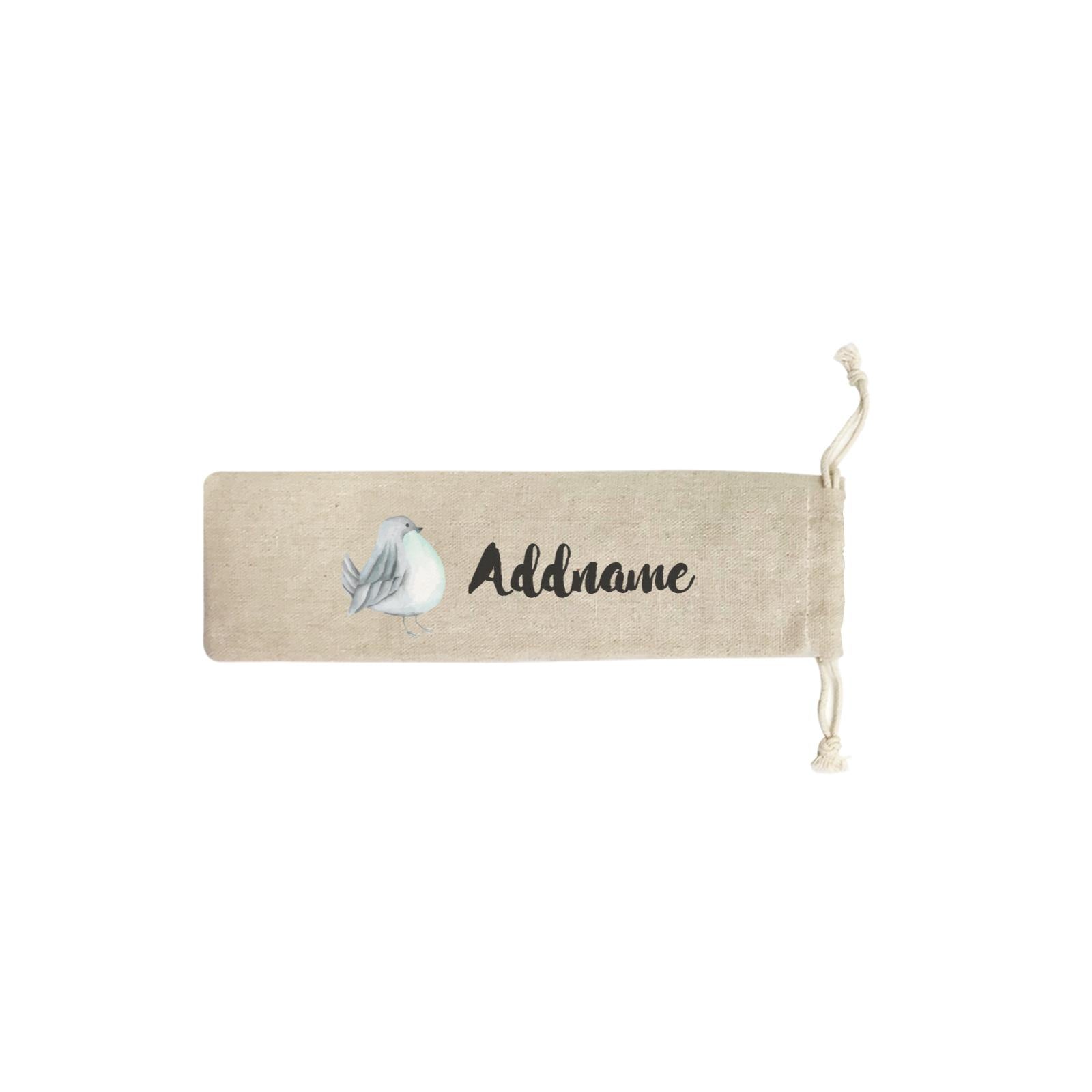 Watercolour Animal Sweet Blue Bird Addname SB Straw Pouch (No Straws included)