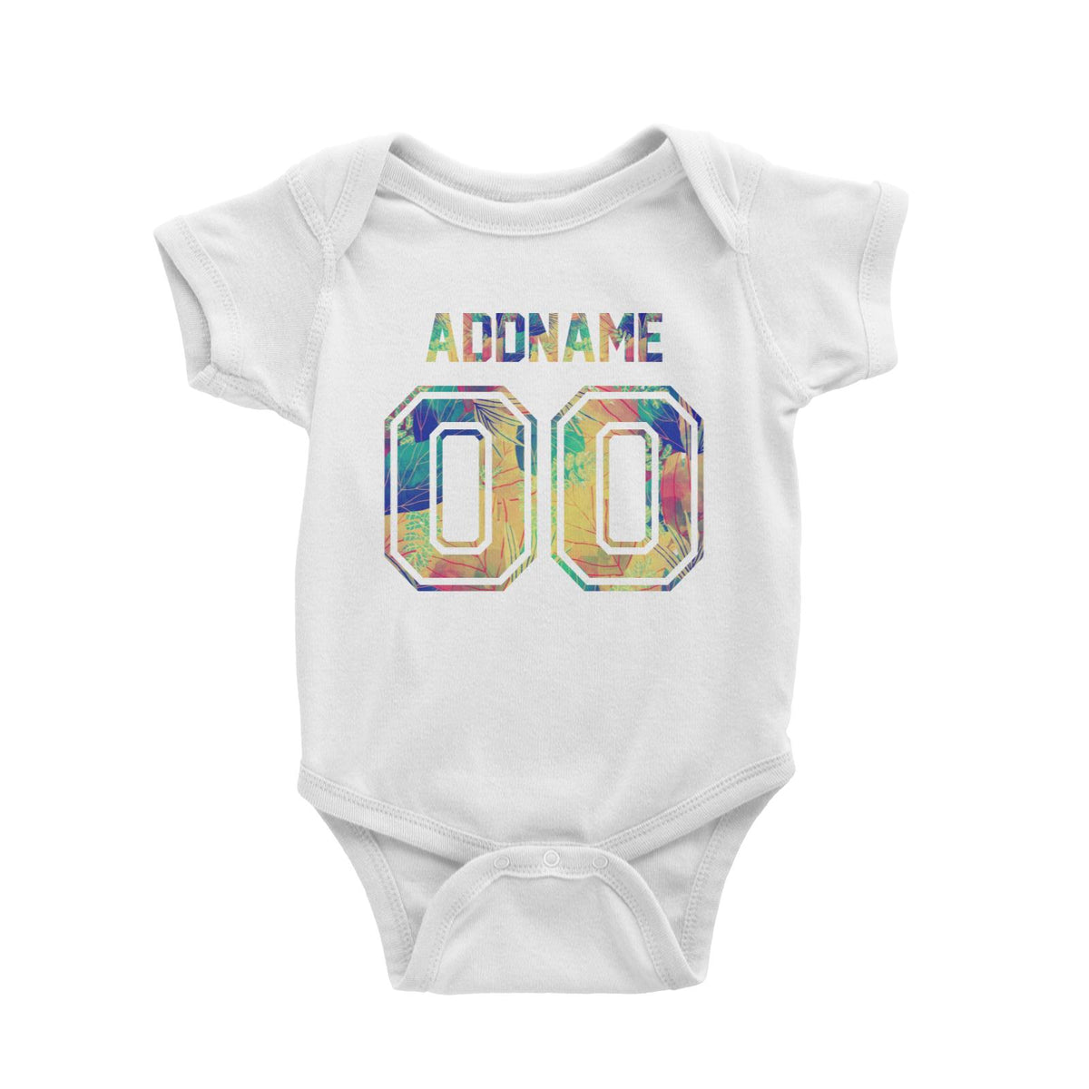 Jersey Colourful Nature Pattern With Name and Number Baby Romper