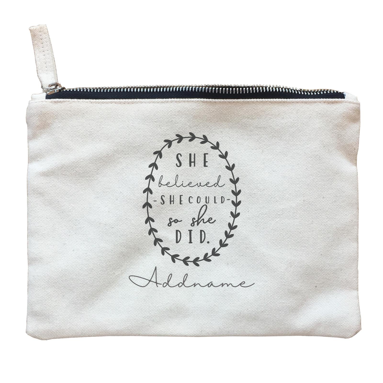 Girl Boss Quotes She Believed She Could So She Did Wreath Addname Zipper Pouch