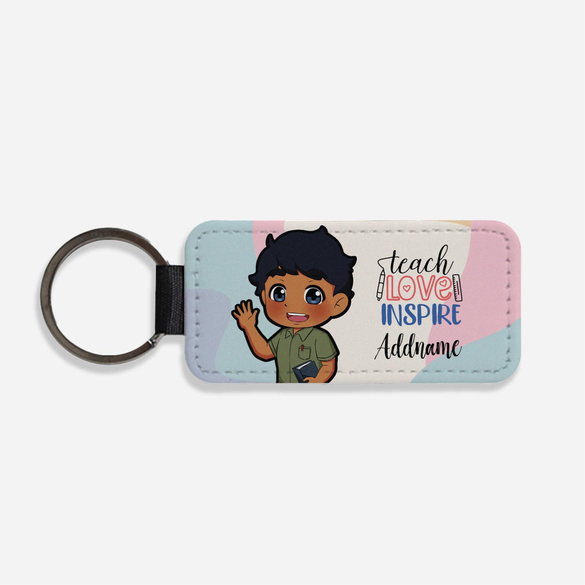 Teach Love Inspire With Chibi Indian Male Teacher Classic Keychain