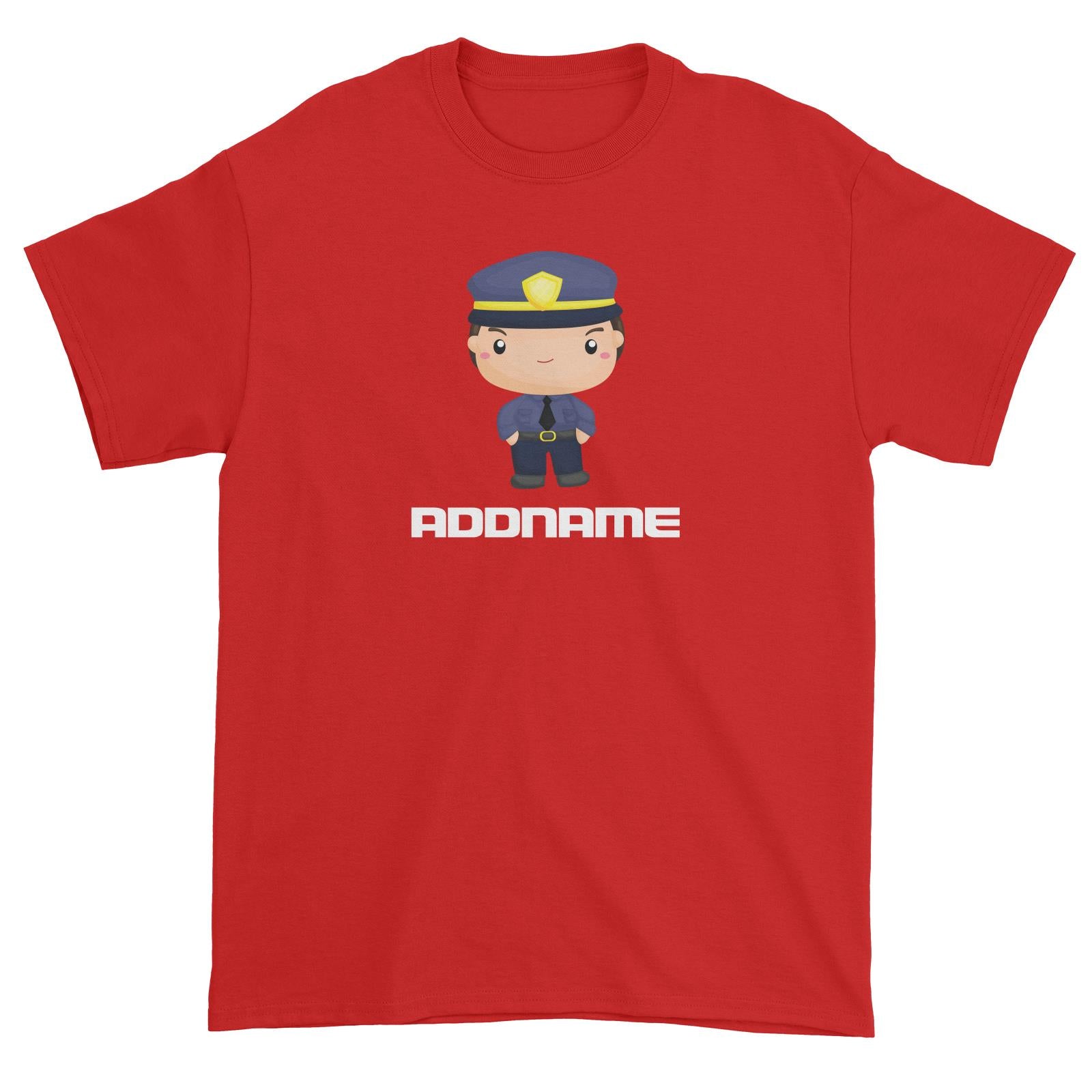 Birthday Police Officer Serious Boy In Suit Addname Unisex T-Shirt