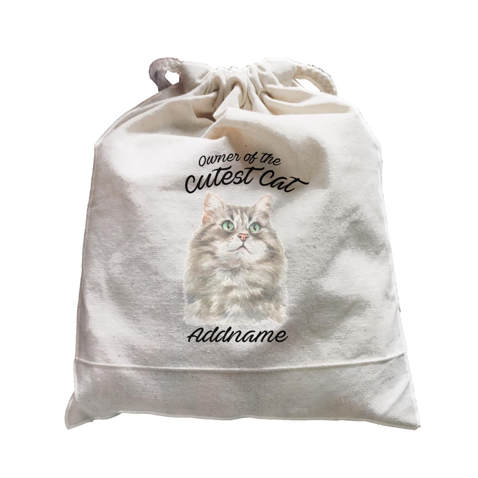 Watercolor Owner Of The Cutest Cat Siberian Cat Grey Addname Satchel