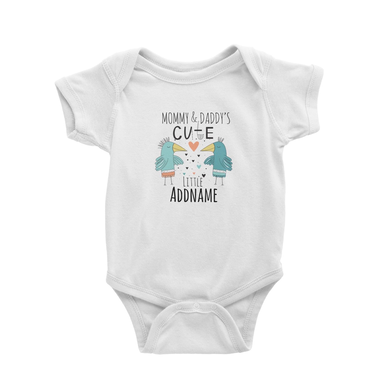 Drawn Mom & Dad Cute Little Love Birds Addname Baby Romper