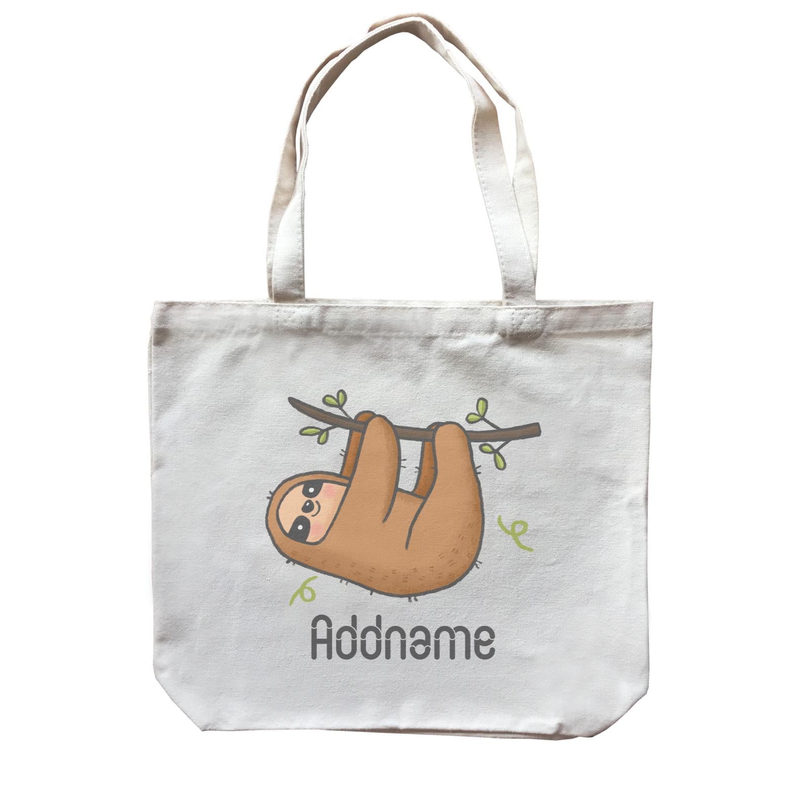 Cute Hand Drawn Style Sloth Addname Canvas Bag