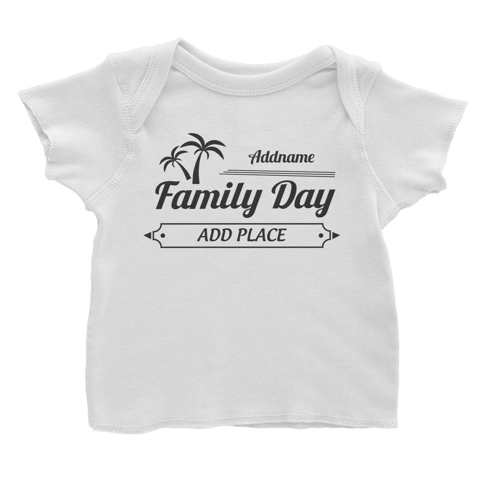 Family Day Tropical Coconut Tree Boarder Family Day Addname And Add Place Baby T-Shirt