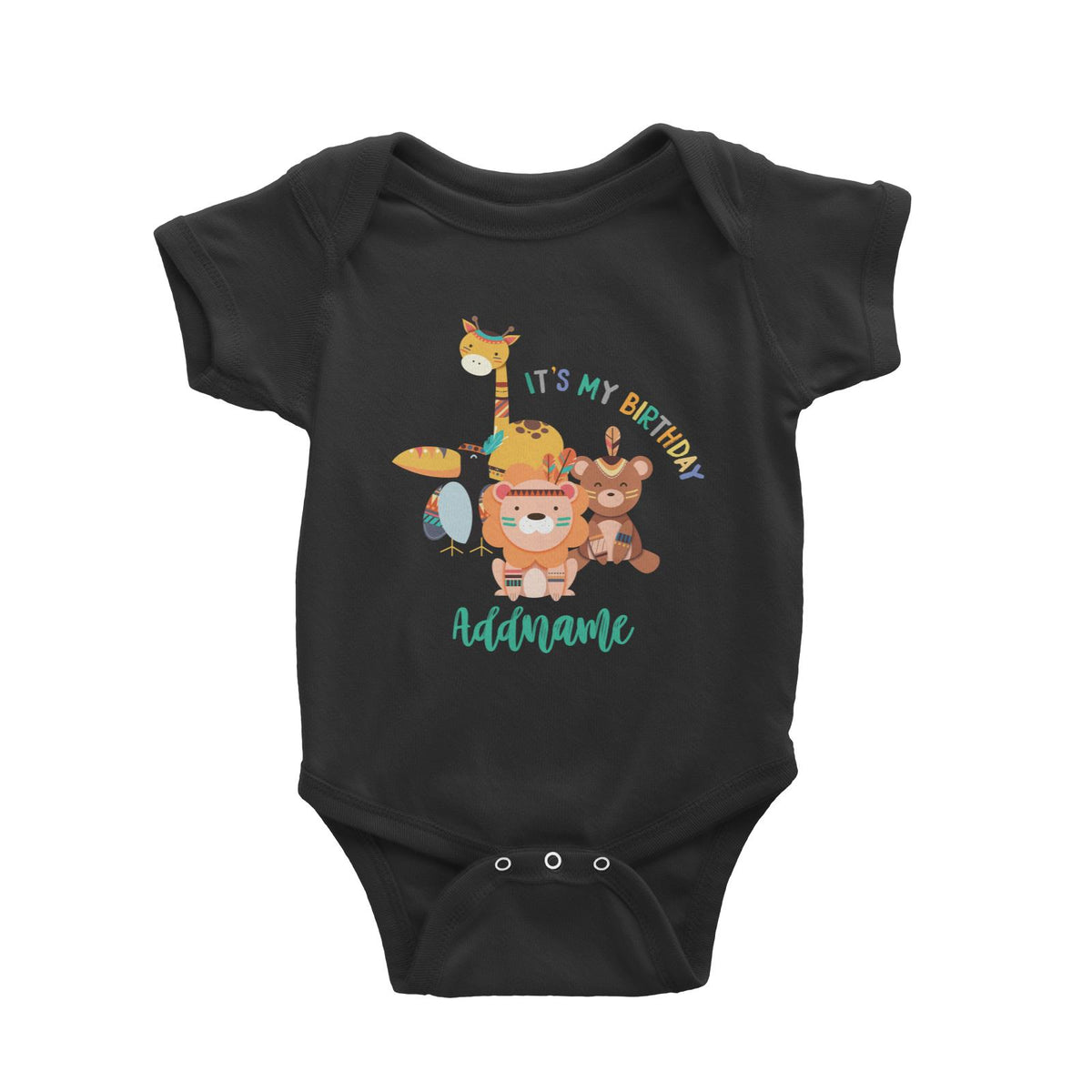 Animal Tribal Birthday Theme Addname Baby Romper