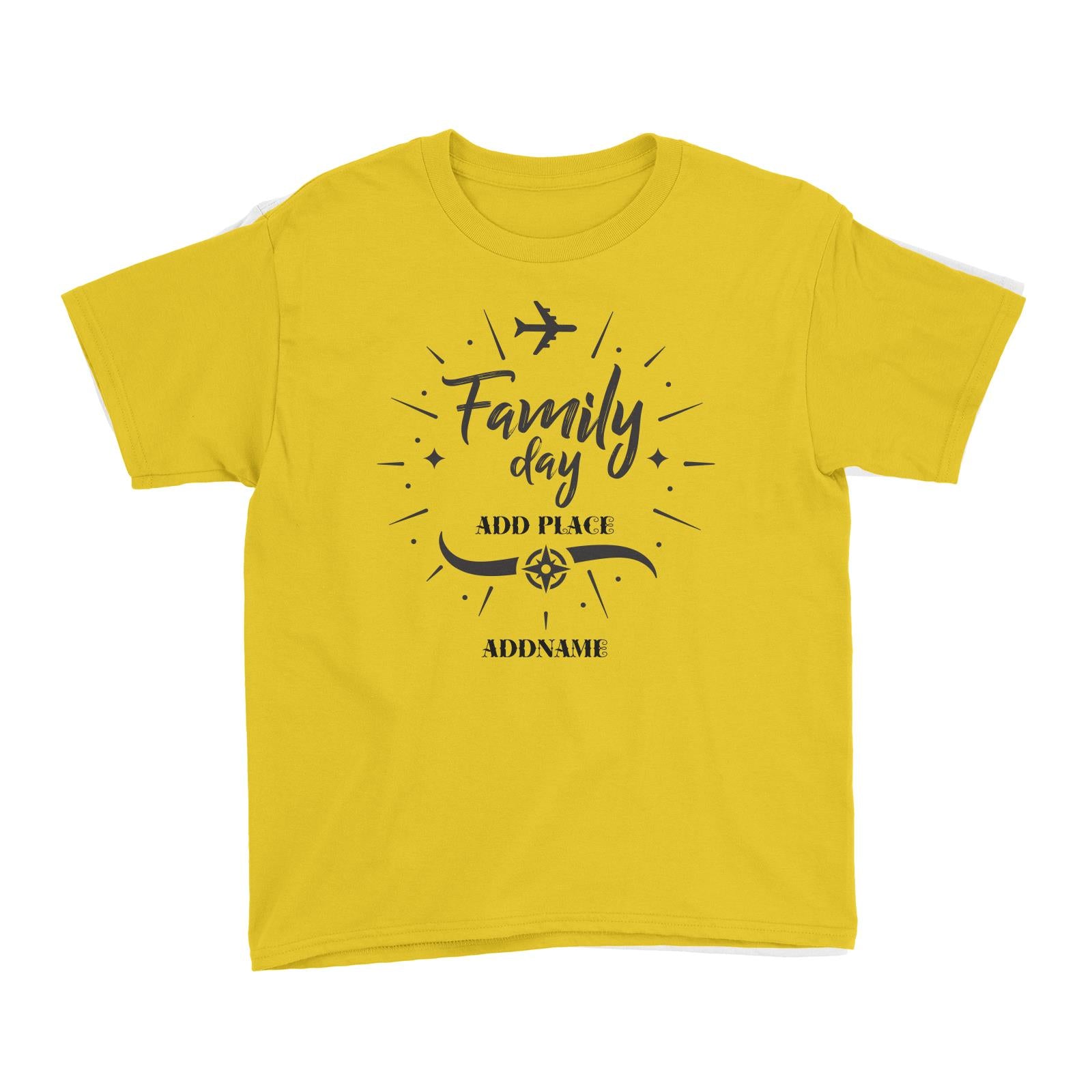 Family Day Flight Plane Icon Family Day Addname And Add Place Kid T-Shirt
