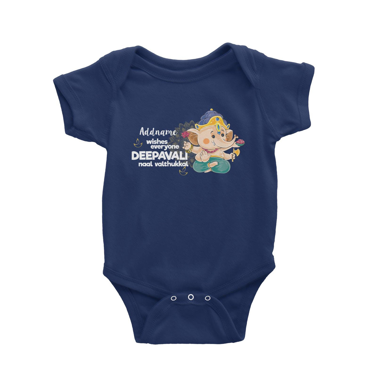 Cute Ganesha Addname Wishes Everyone Deepavali Baby Romper