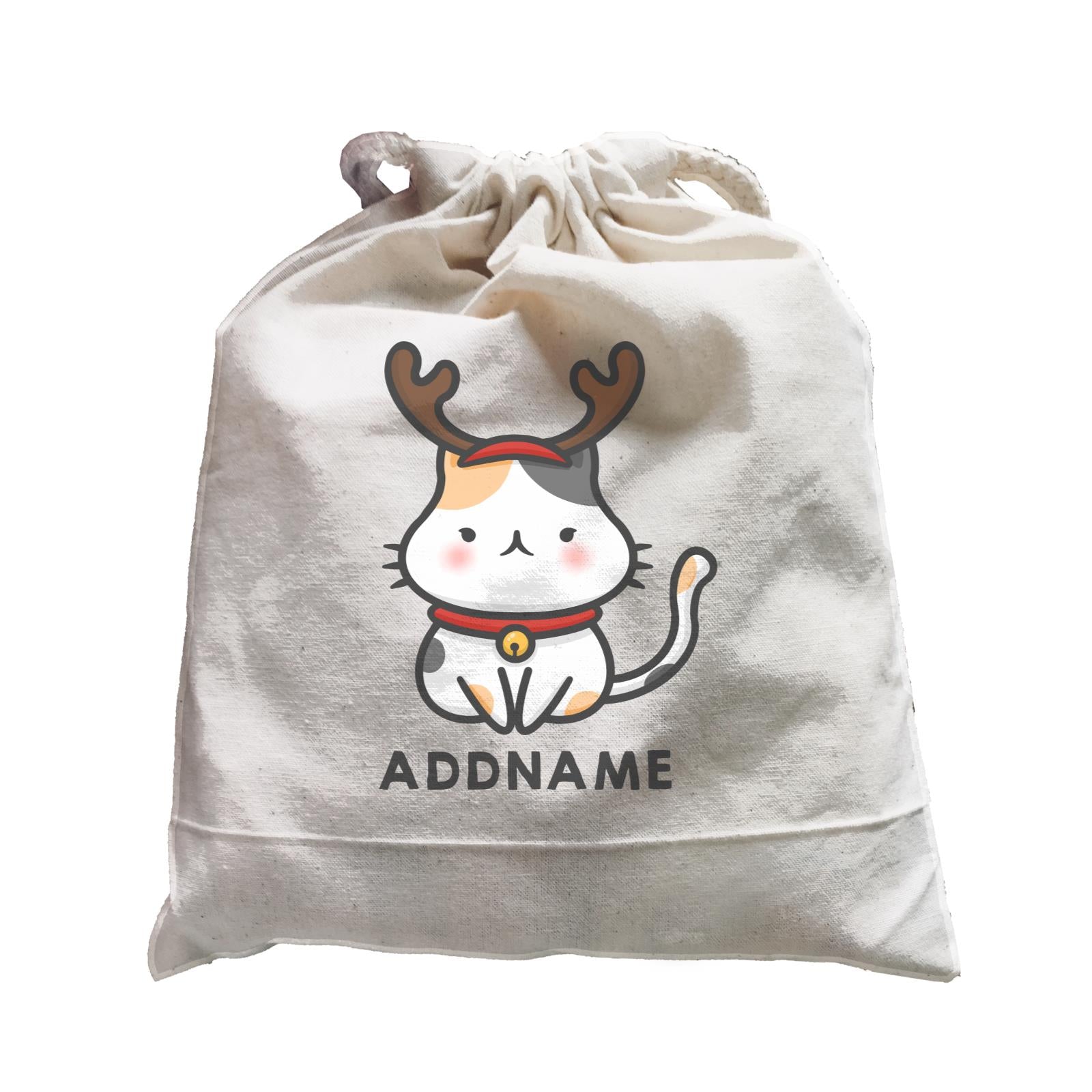 Xmas Cute Cat With Reindeer Antlers Addname Accessories Satchel