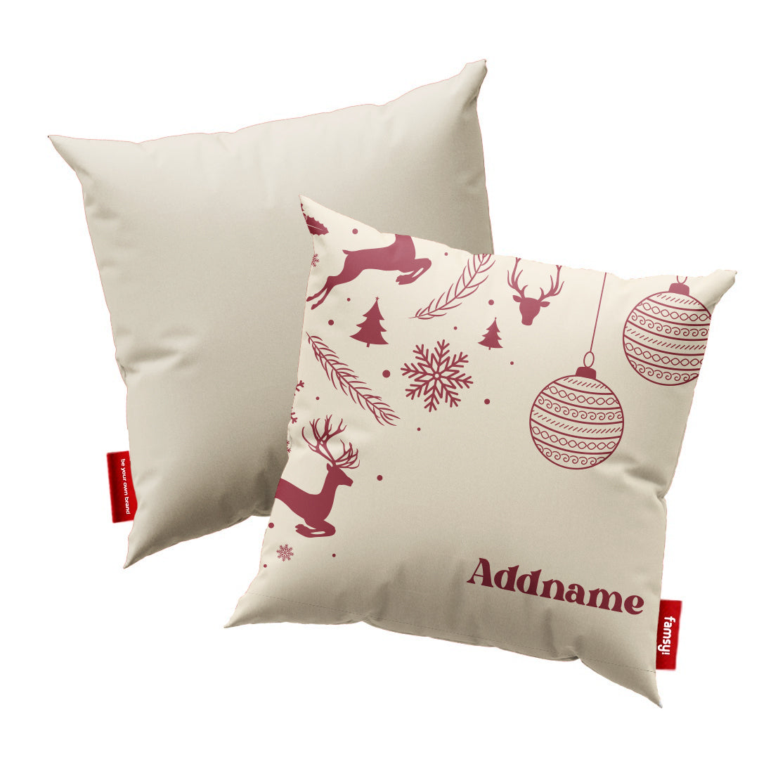 Christmas Series Full Print Cushion - Jubilant Reindeers Natural
