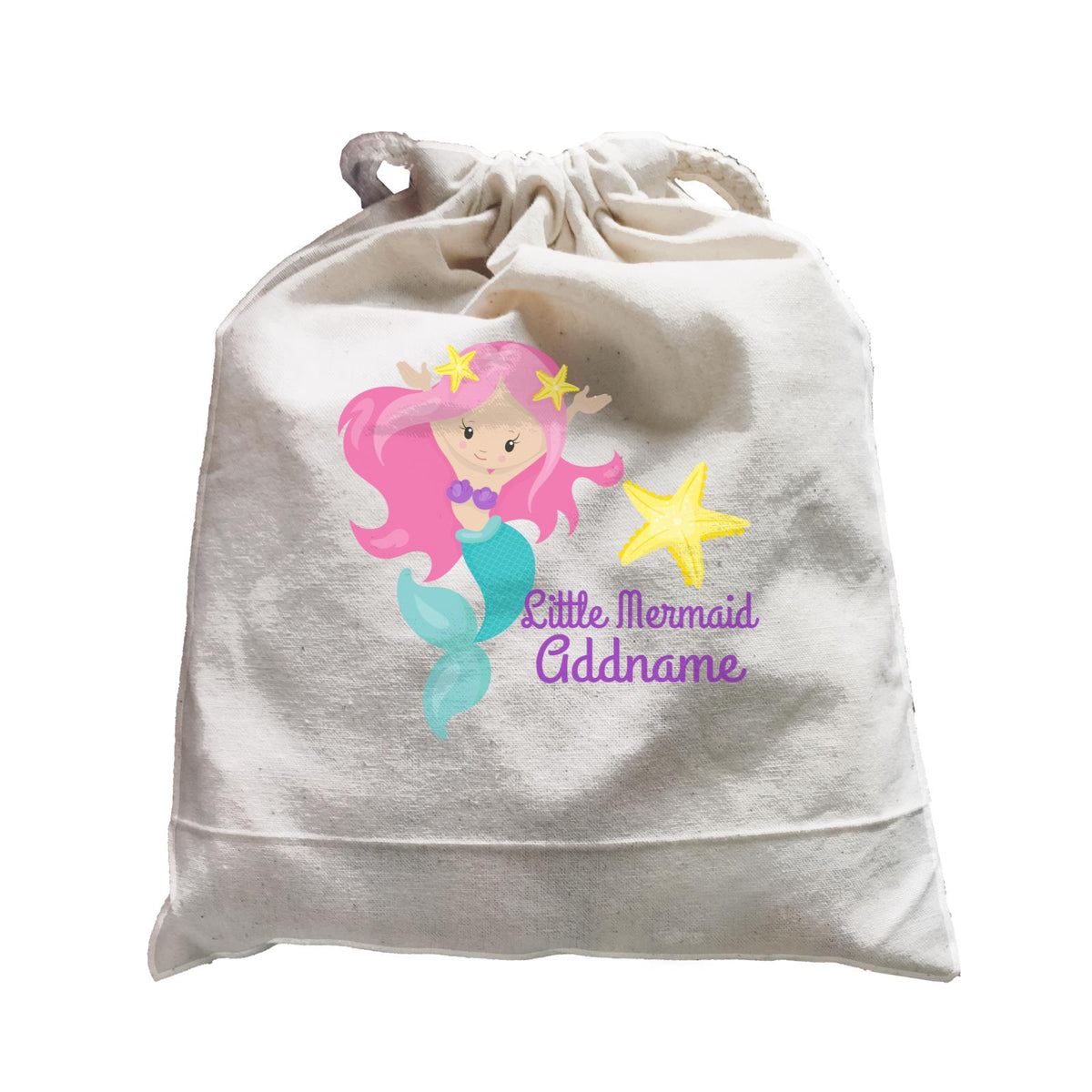 Little Mermaid Celebrating with Starfish Addname Satchel