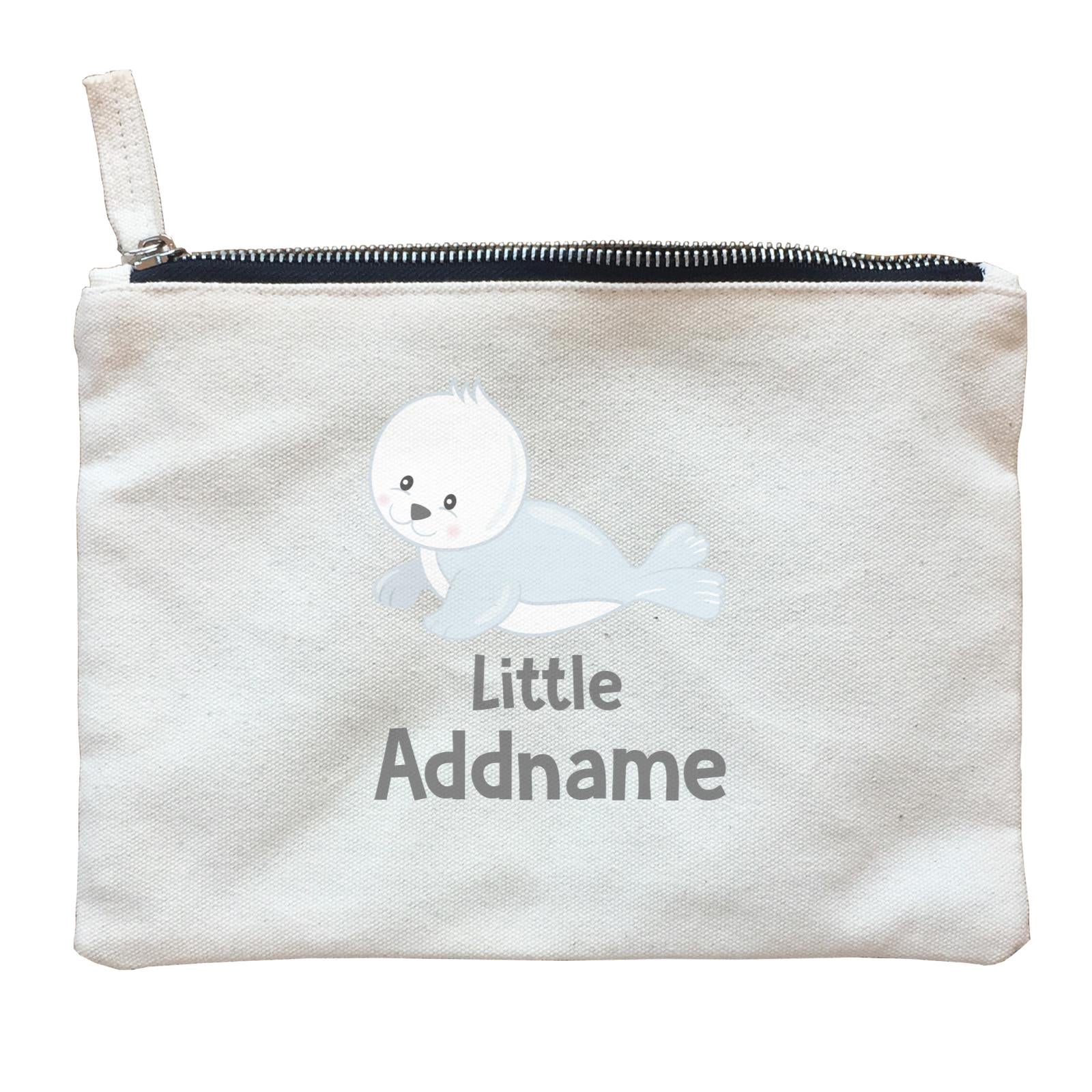 Arctic Animals Little White Seal Addname Zipper Pouch