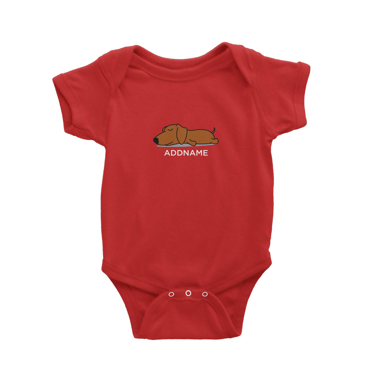Lazy Daschund Dog Addname Baby Romper