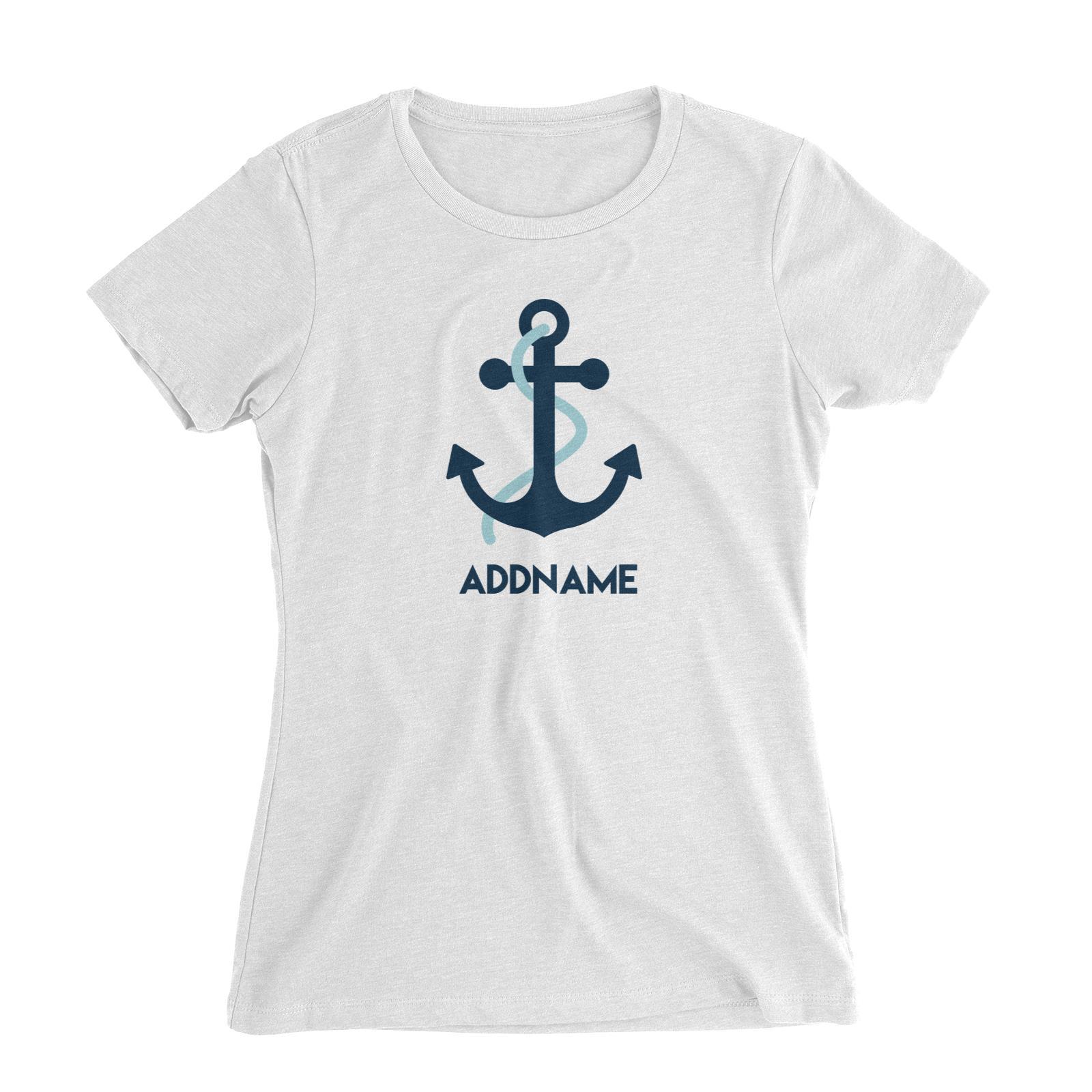 Sailor Anchor Blue Addname Women's Slim Fit T-Shirt  Matching Family Personalizable Designs