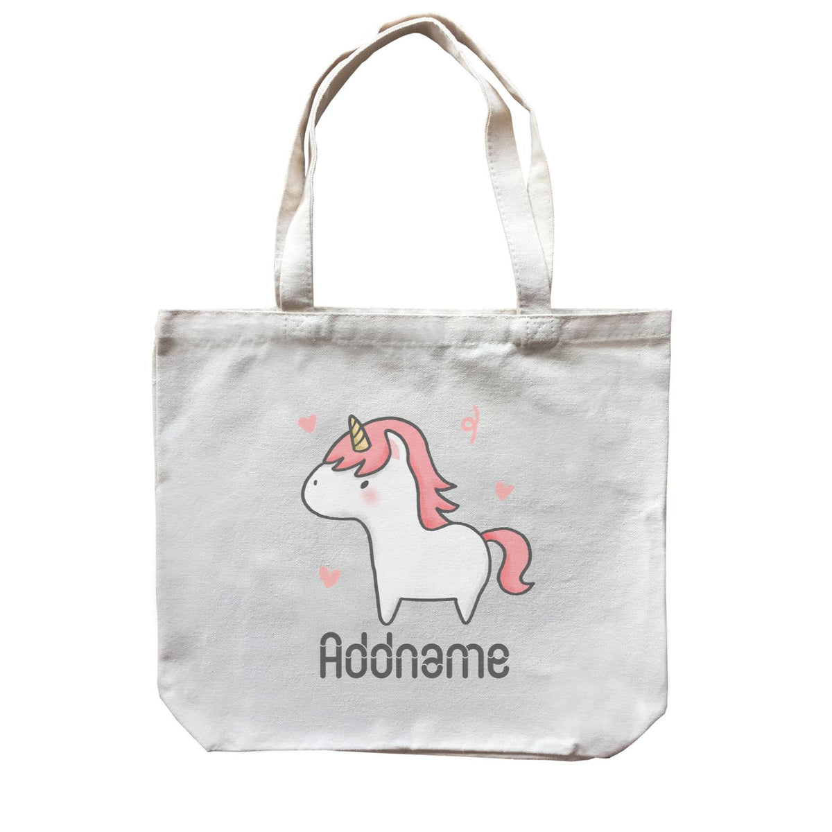 Cute Hand Drawn Style Unicorn Addname Canvas Bag