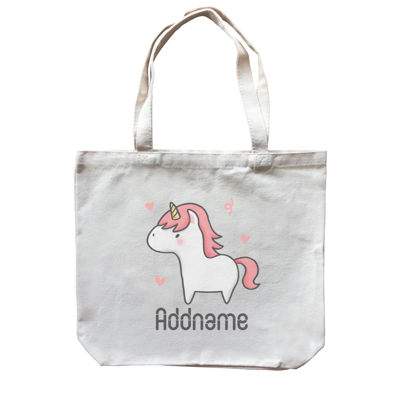 Cute Hand Drawn Style Unicorn Addname Canvas Bag