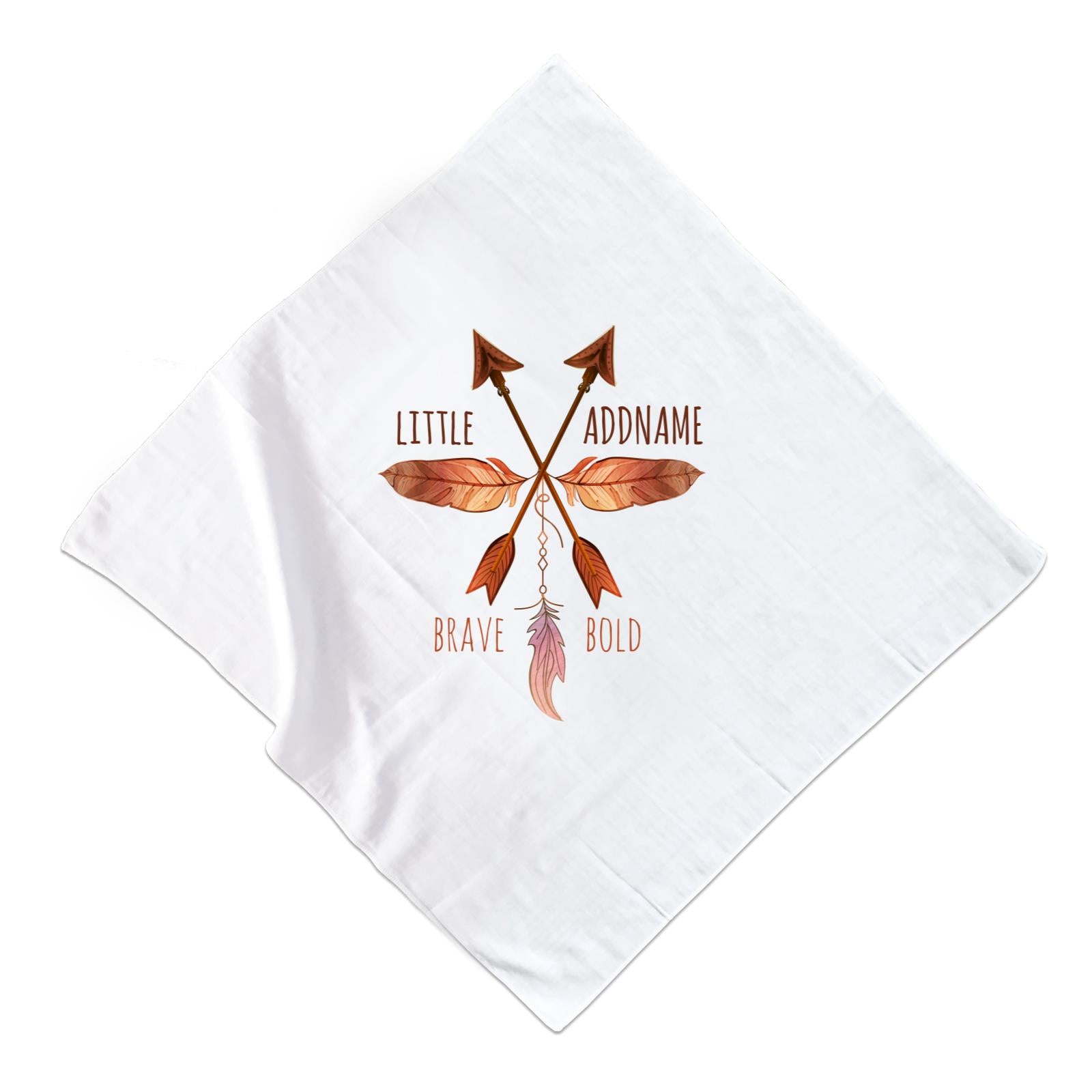 Brave Bold Feather and Arrows Little Addname Muslin Square