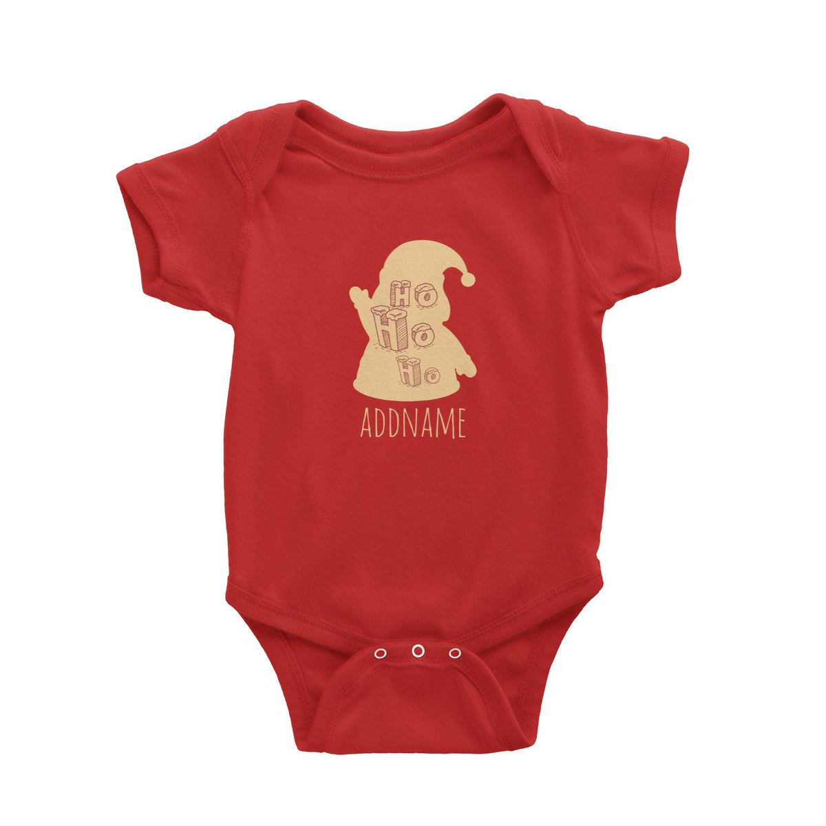 Christmas Series Red Santa Silhouette Ho Ho Ho Baby Romper