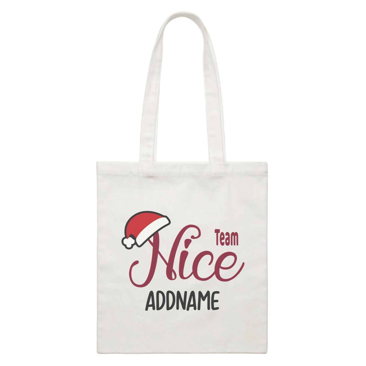 Xmas Team Nice with Santa Hat Canvas Bag