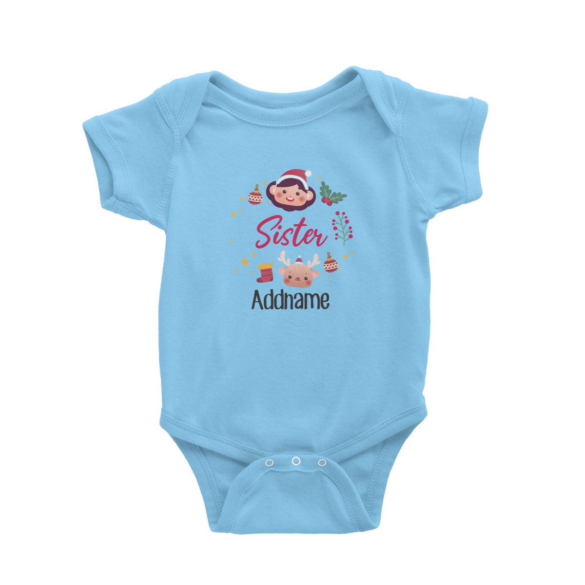 Christmas Cute Wreath Sister Baby Romper