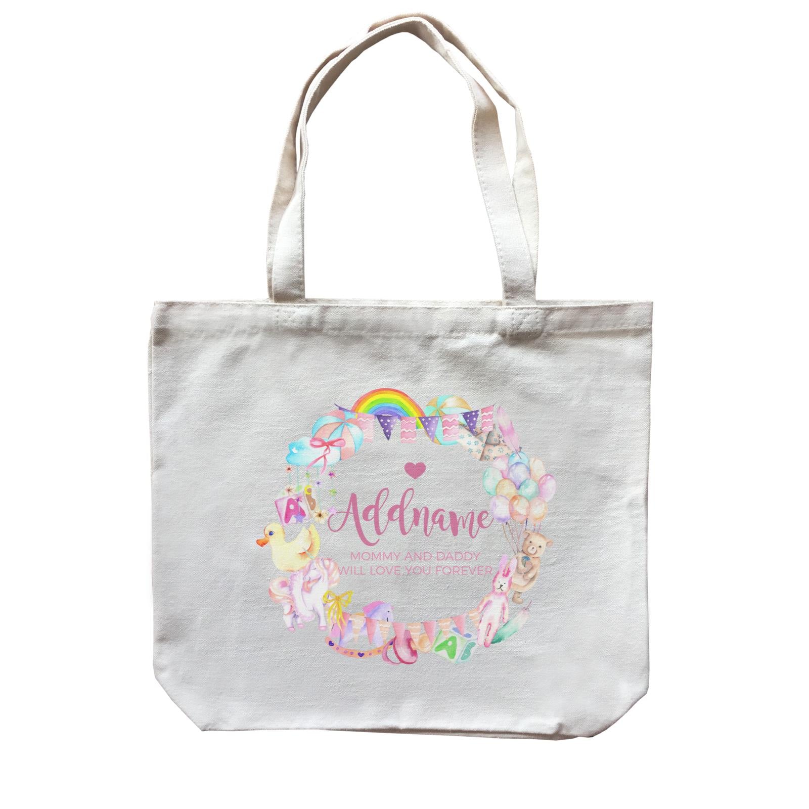 Watercolour Magical Girlish Creatures and Elements Personalizable with Name and Text Canvas Bag