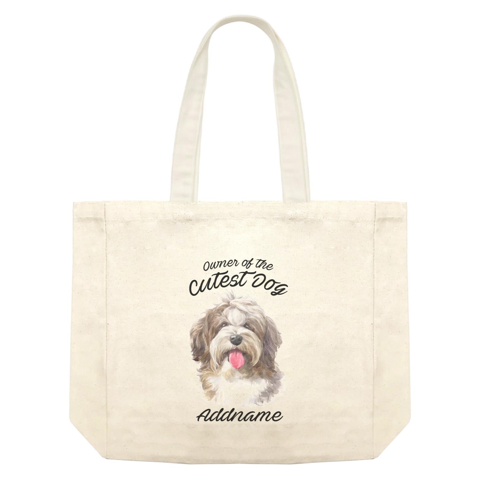 Watercolor Dog Owner Of The Cutest Dog Shaggy Havanese Addname Shopping Bag