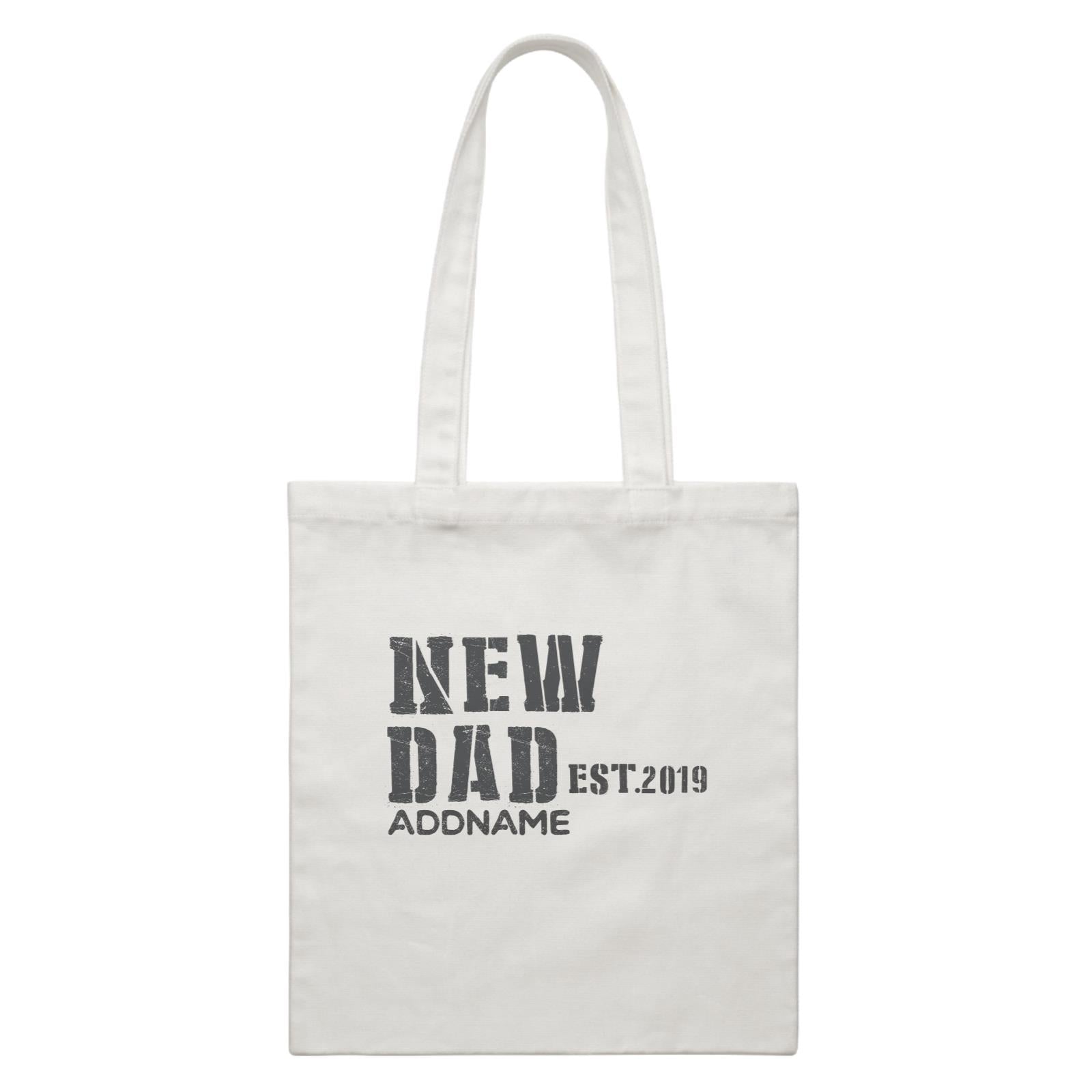 New Parent 1 New Dad Addname With Date White Canvas Bag