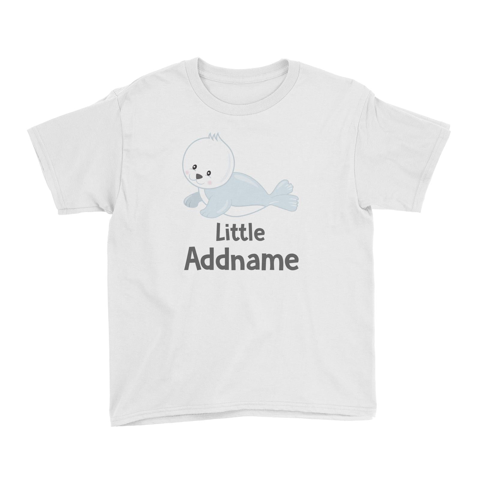 Arctic Animals Little White Seal Addname Kid's T-Shirt