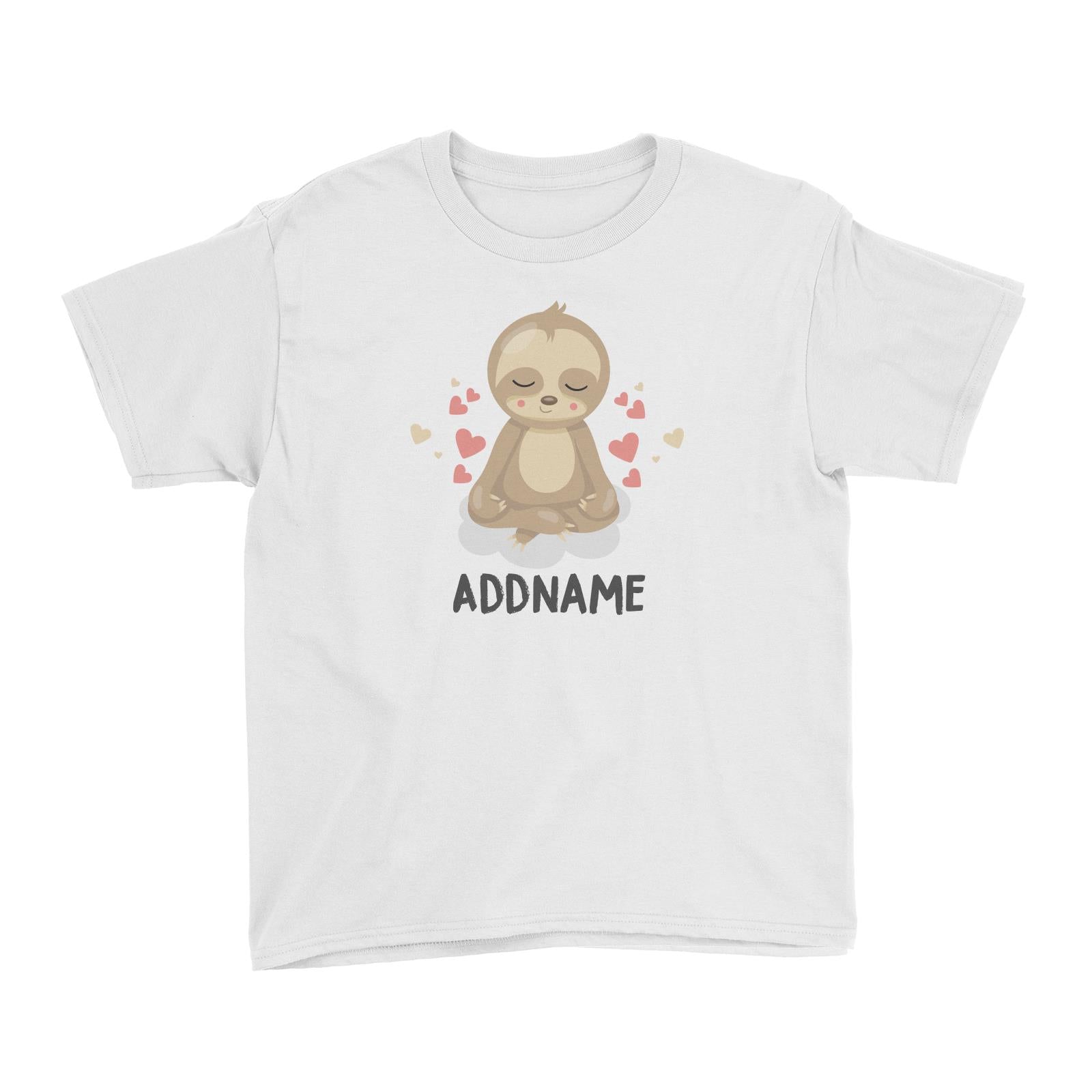 Cute Sloth Meditating Addname Kid's T-Shirt