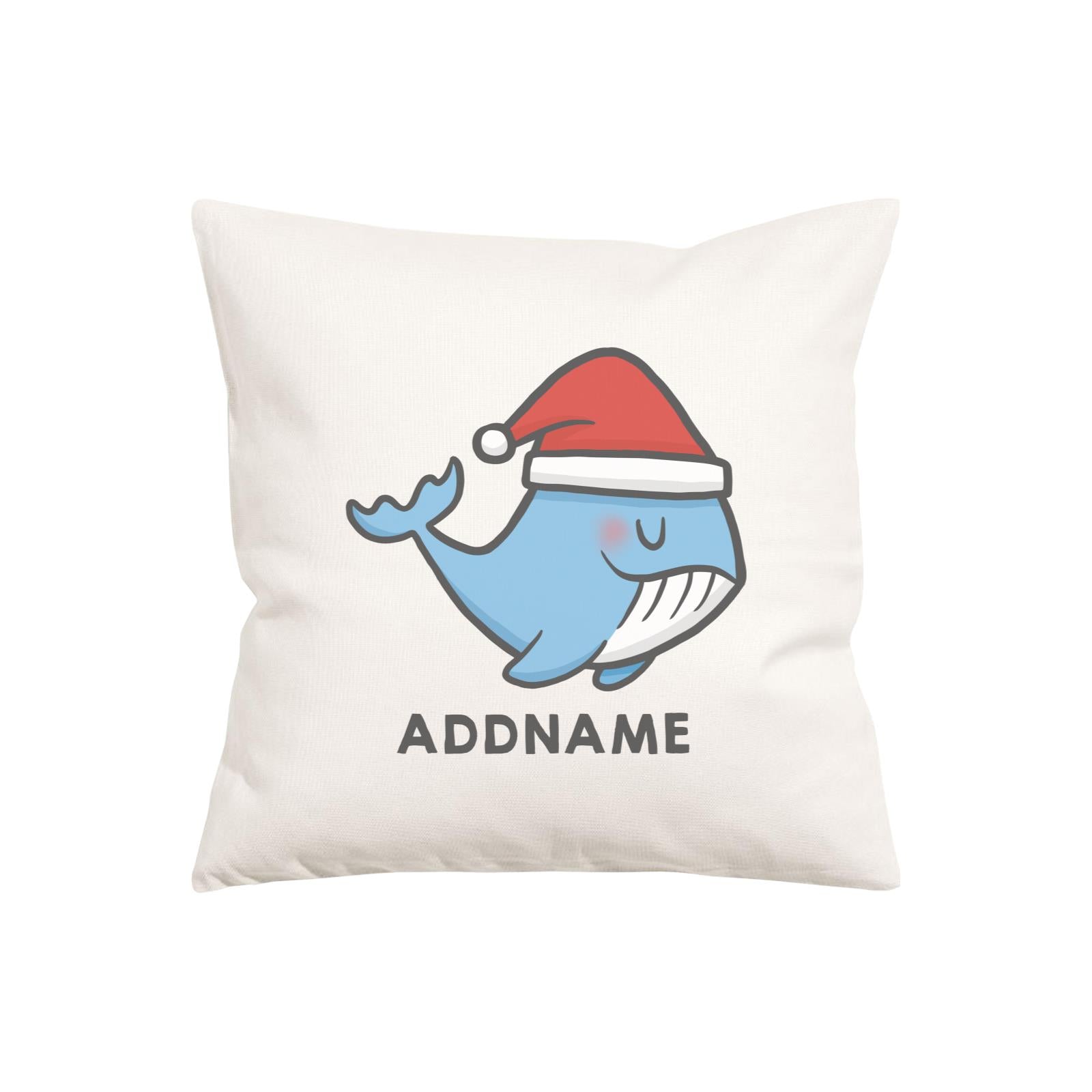 Xmas Cute Whale Christmas Hat Addname Pillow Cushion
